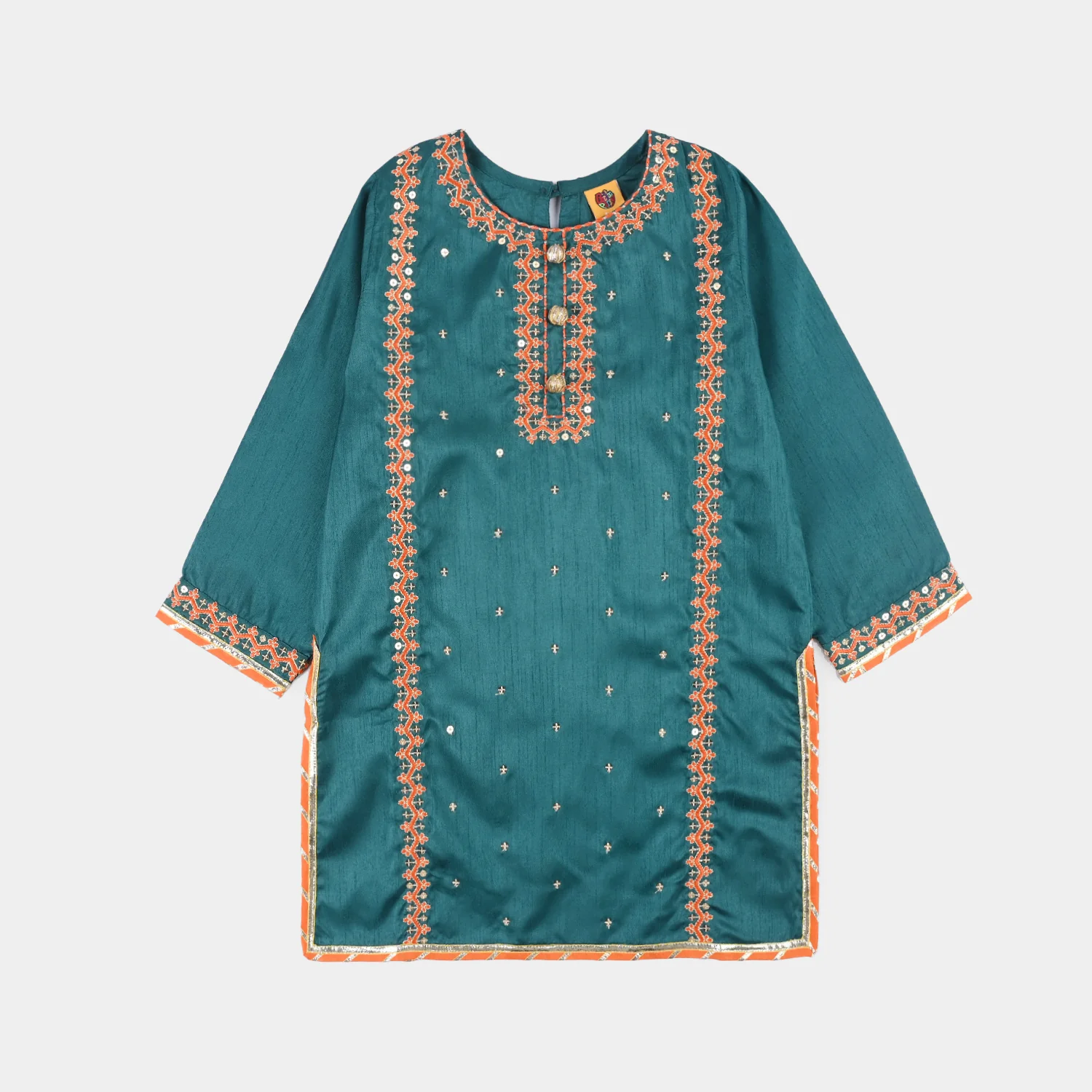 Girls Raw Silk 3Pcs (Naqsh) - Teal blue - Image 5