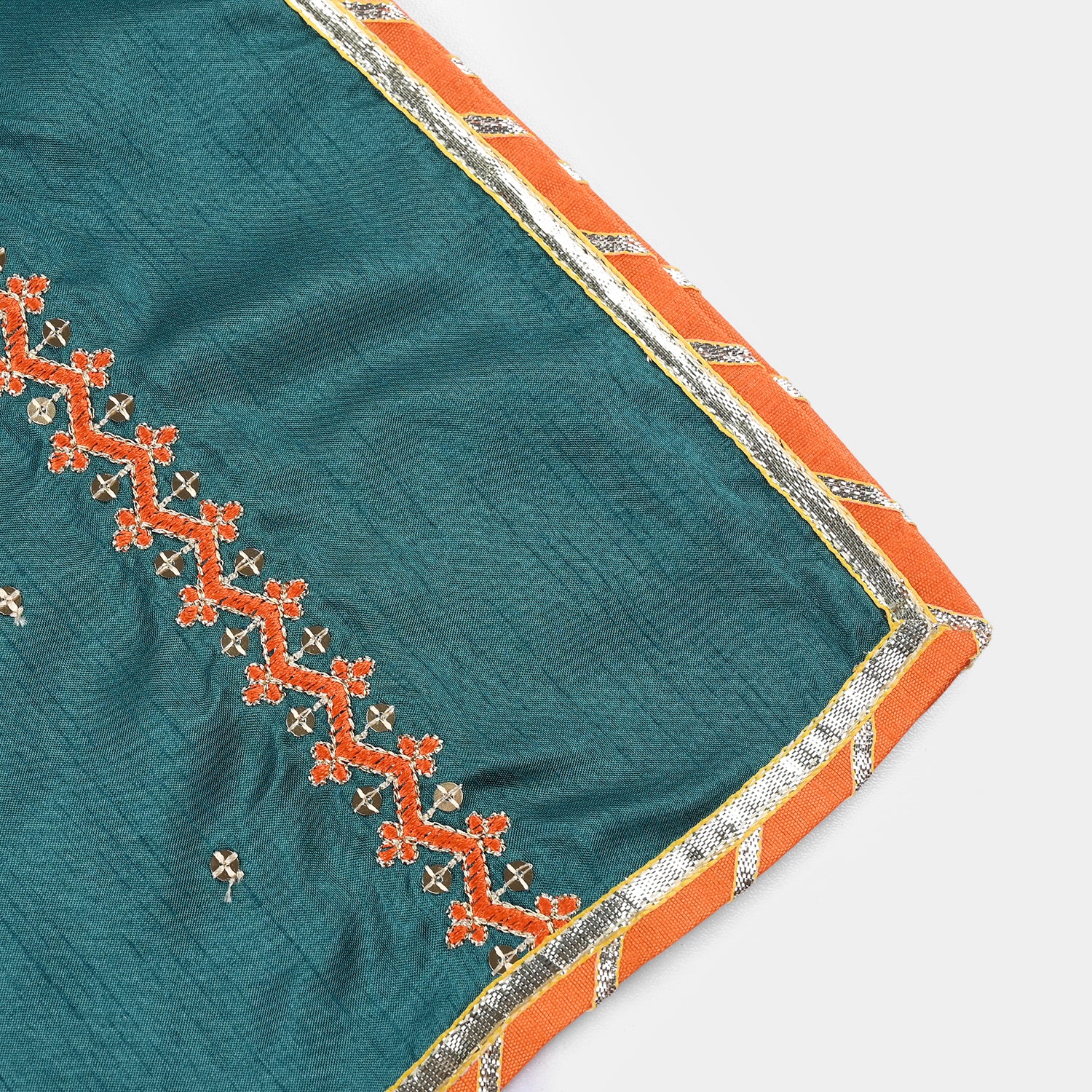 Girls Raw Silk 3Pcs (Naqsh) - Teal blue - Image 7