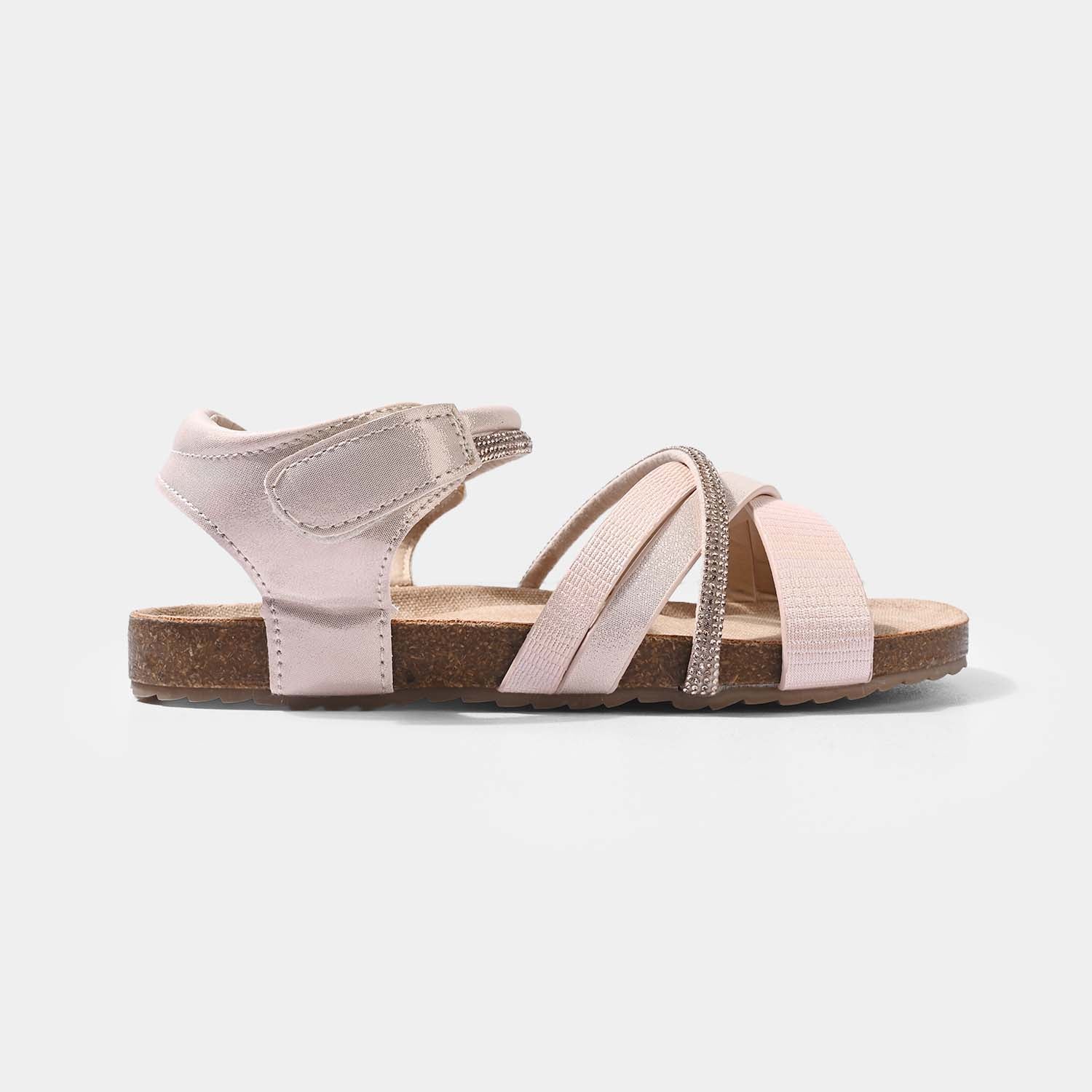 Girls Rhinestone Criss-Cross Sandals HY25-003 – Pink - Image 4