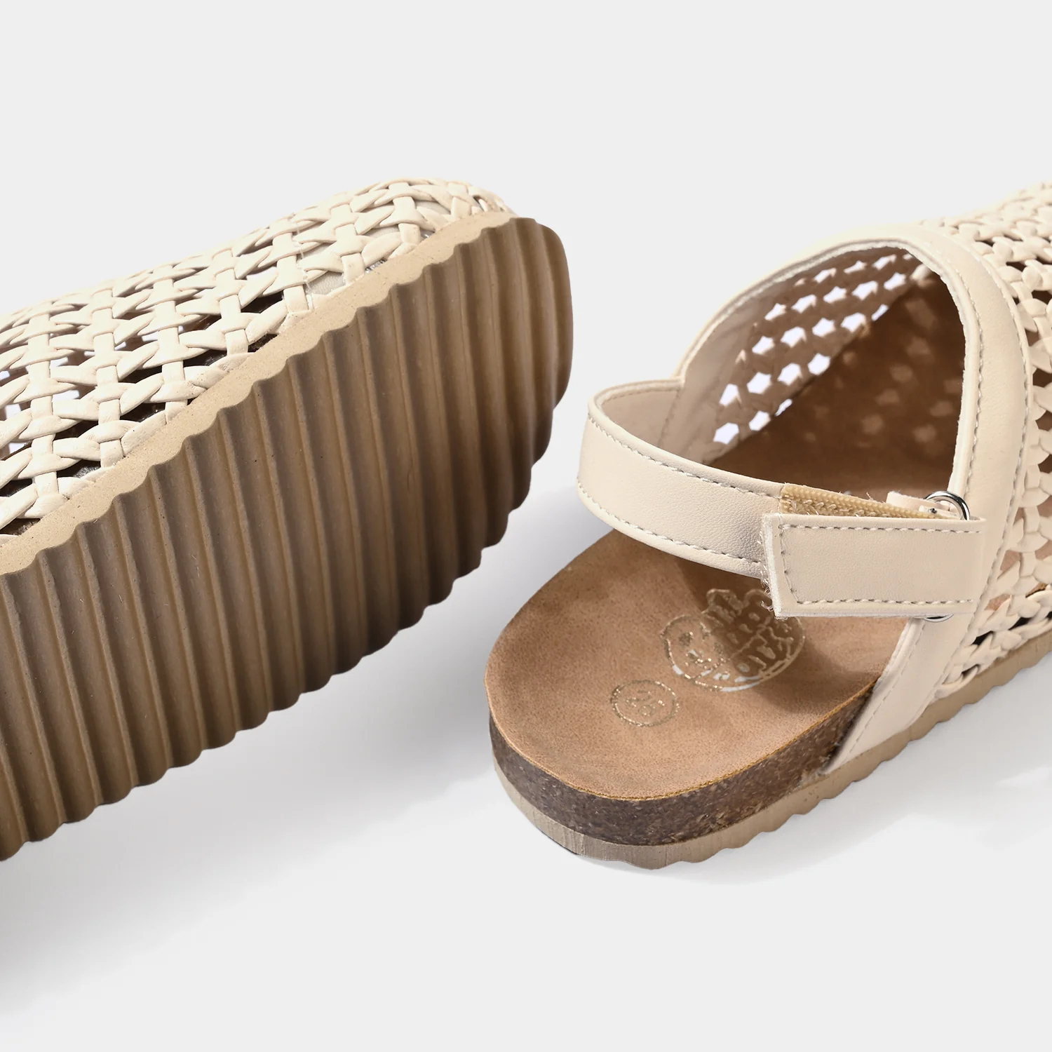Girls Woven Sandal 128-5-BEIGE - Image 2