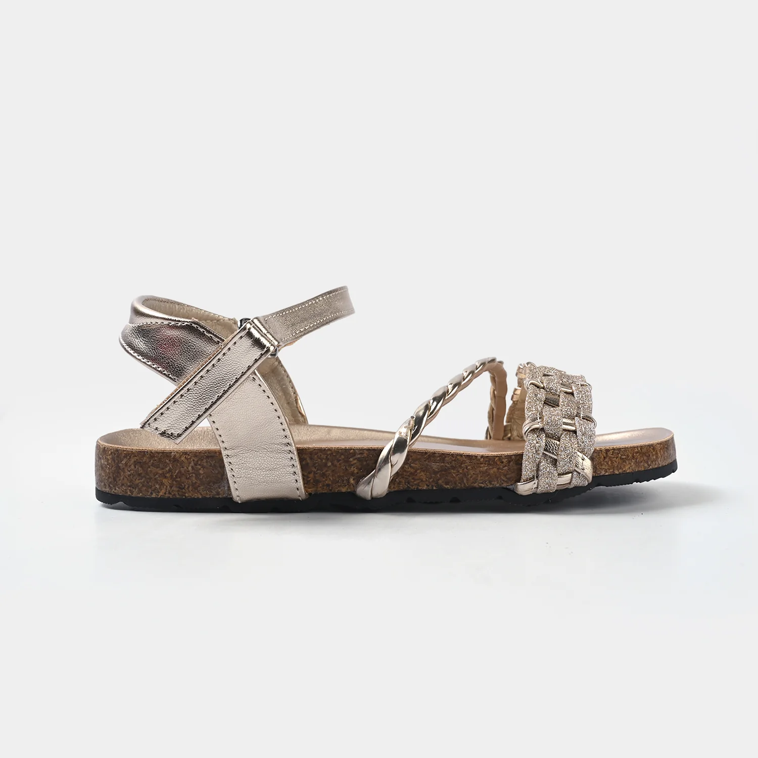 Girls Sandal H1040-G2 – Golden with Embellished Strap and Ankle Buckle - Image 4