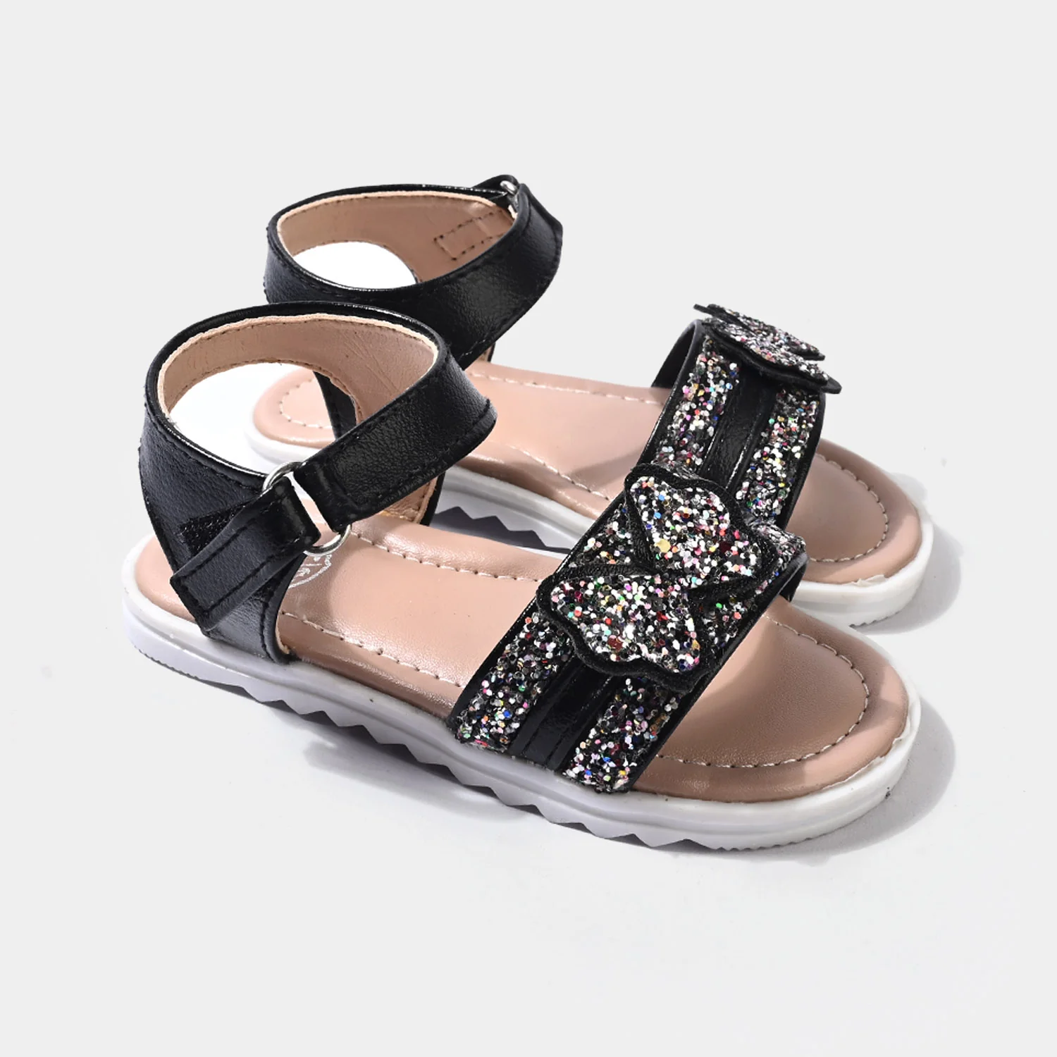 Girls Sandals 1345 Glitter Bow Strappy β Black - Image 3
