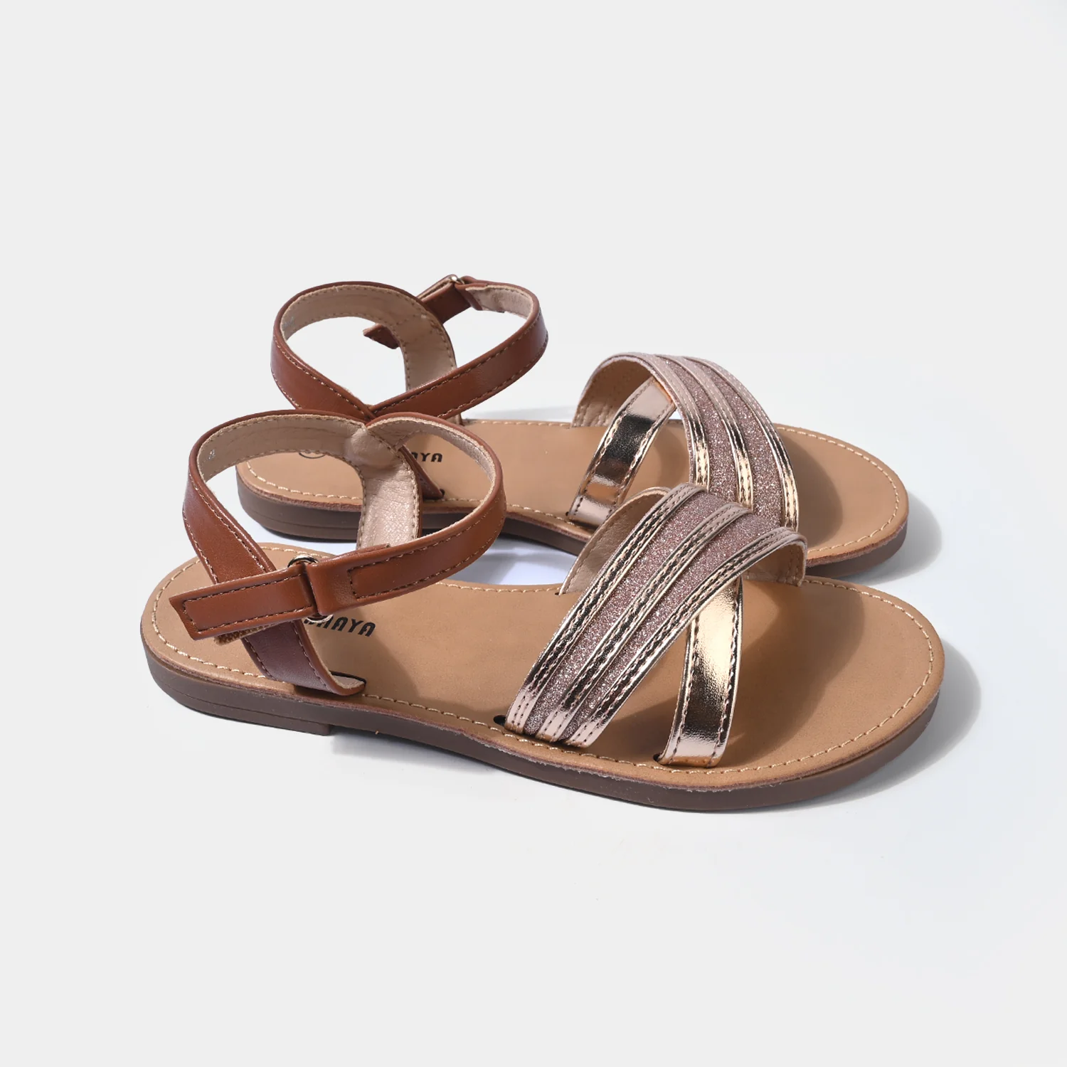 Girls Sandals 189-4 Glitter Strappy – Champagne - Image 3