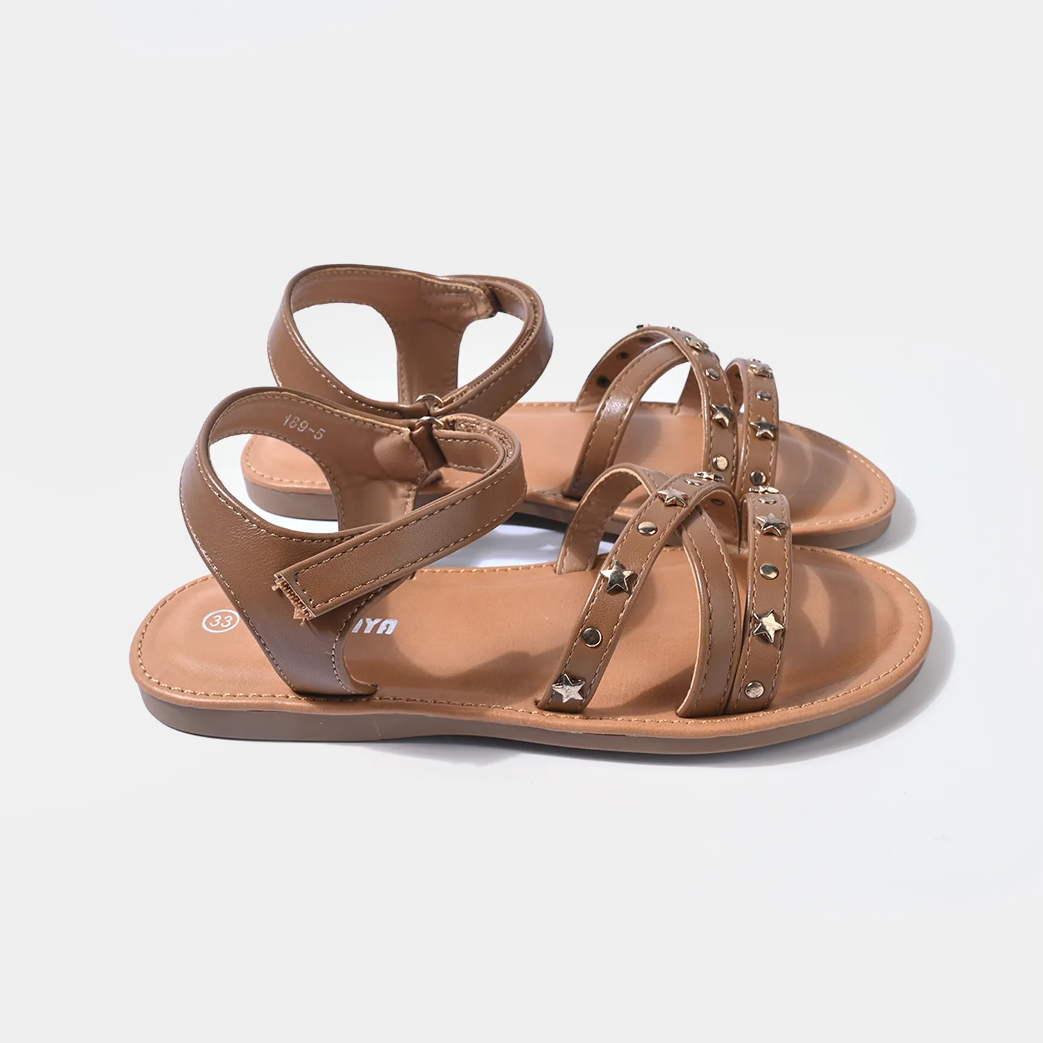 Girls Sandals 189-5 Star Studded Strappy – Camel - Image 3