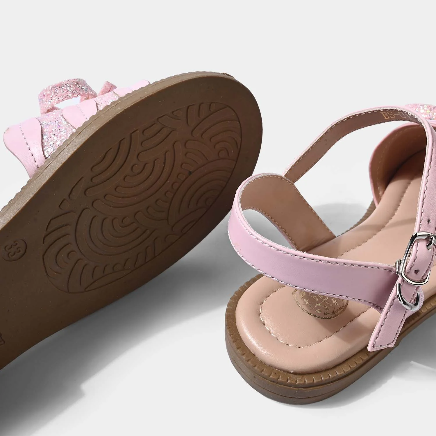 Girls Sandals BS-015 Glitter Bow Strappy – Pink - Image 2