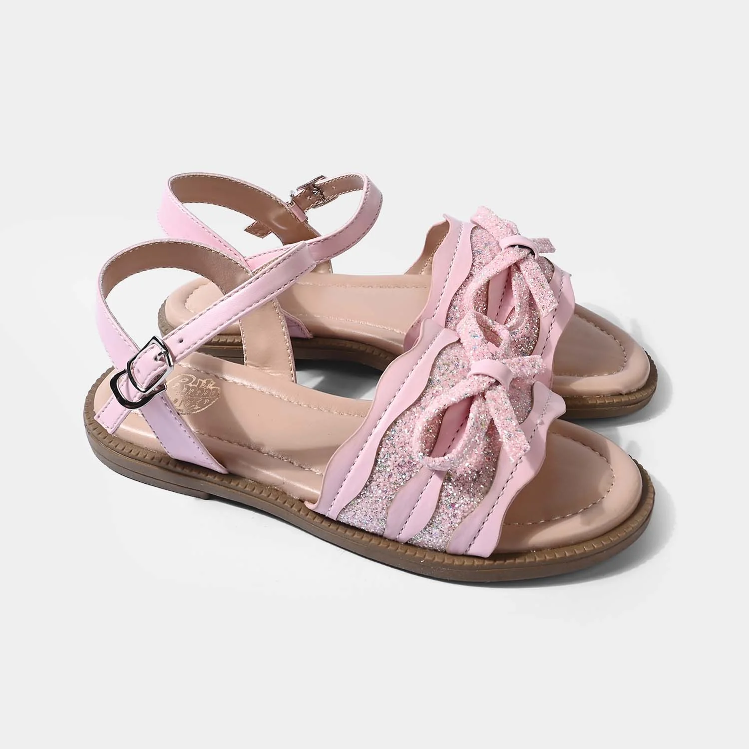 Girls Sandals BS-015 Glitter Bow Strappy – Pink - Image 3
