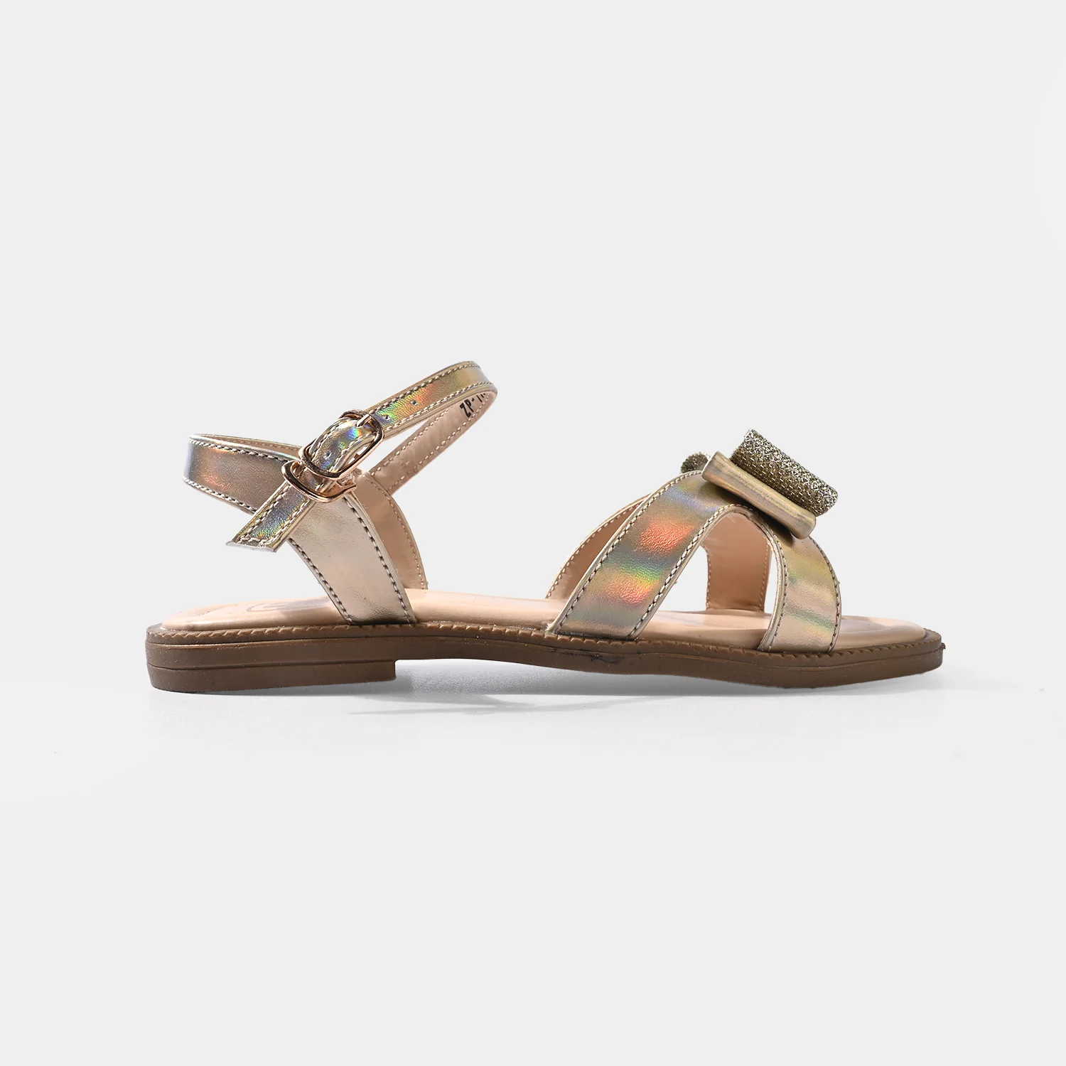 Girls Sandals ZP-115 Holographic Glitter Bow – Golden - Image 3