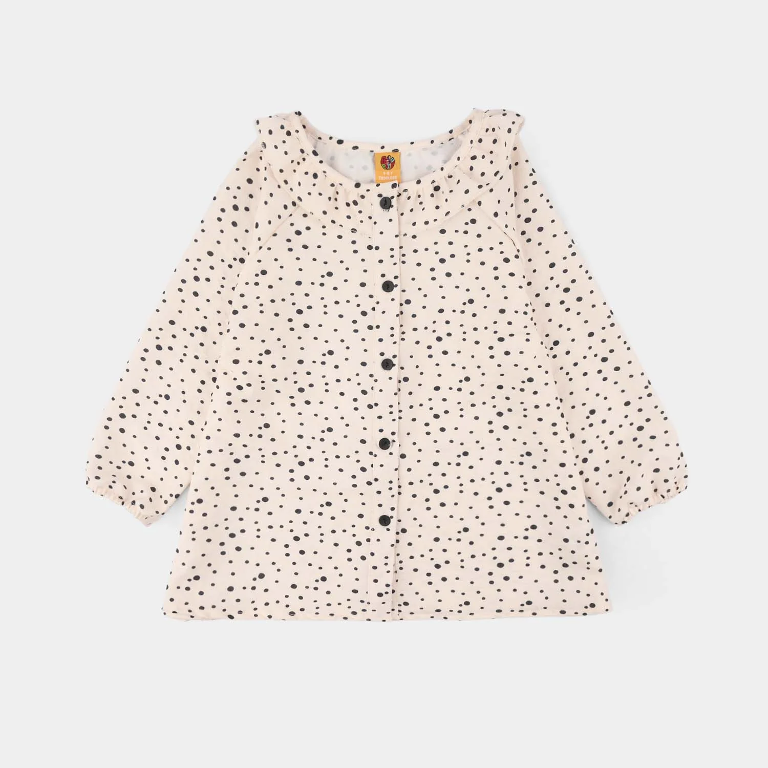 Girls Seersucker Casual Top (Polka Dot) - Light Peach