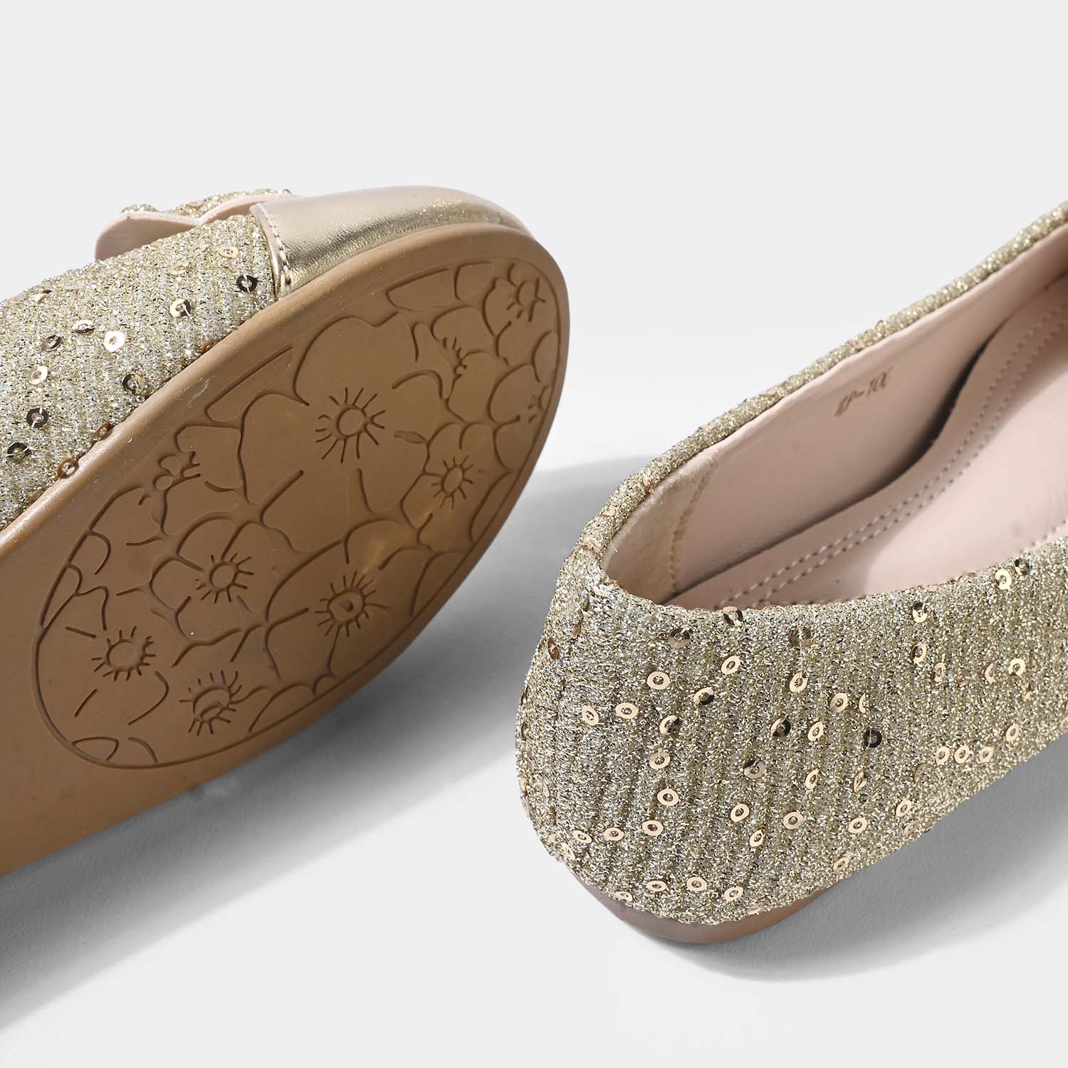 Girls Sequin Bow Pumps ZP-100 – Golden - Image 2