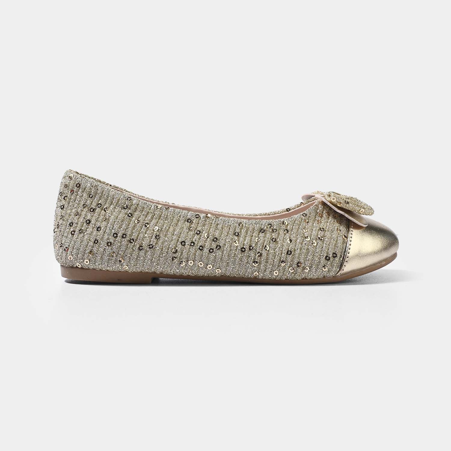 Girls Sequin Bow Pumps ZP-100 – Golden - Image 4