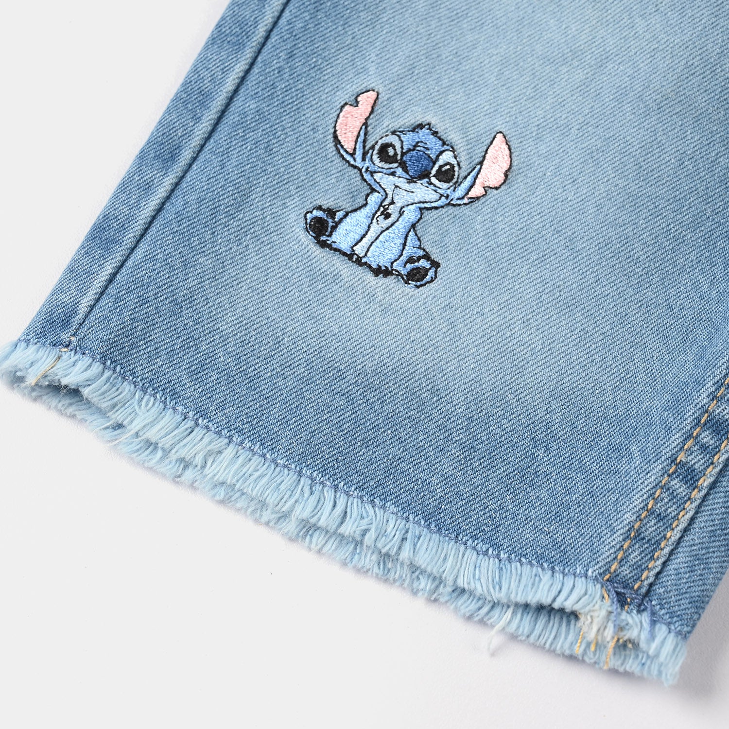 Girls Denim Rigid Short Stitch – Mid Blue - Image 3
