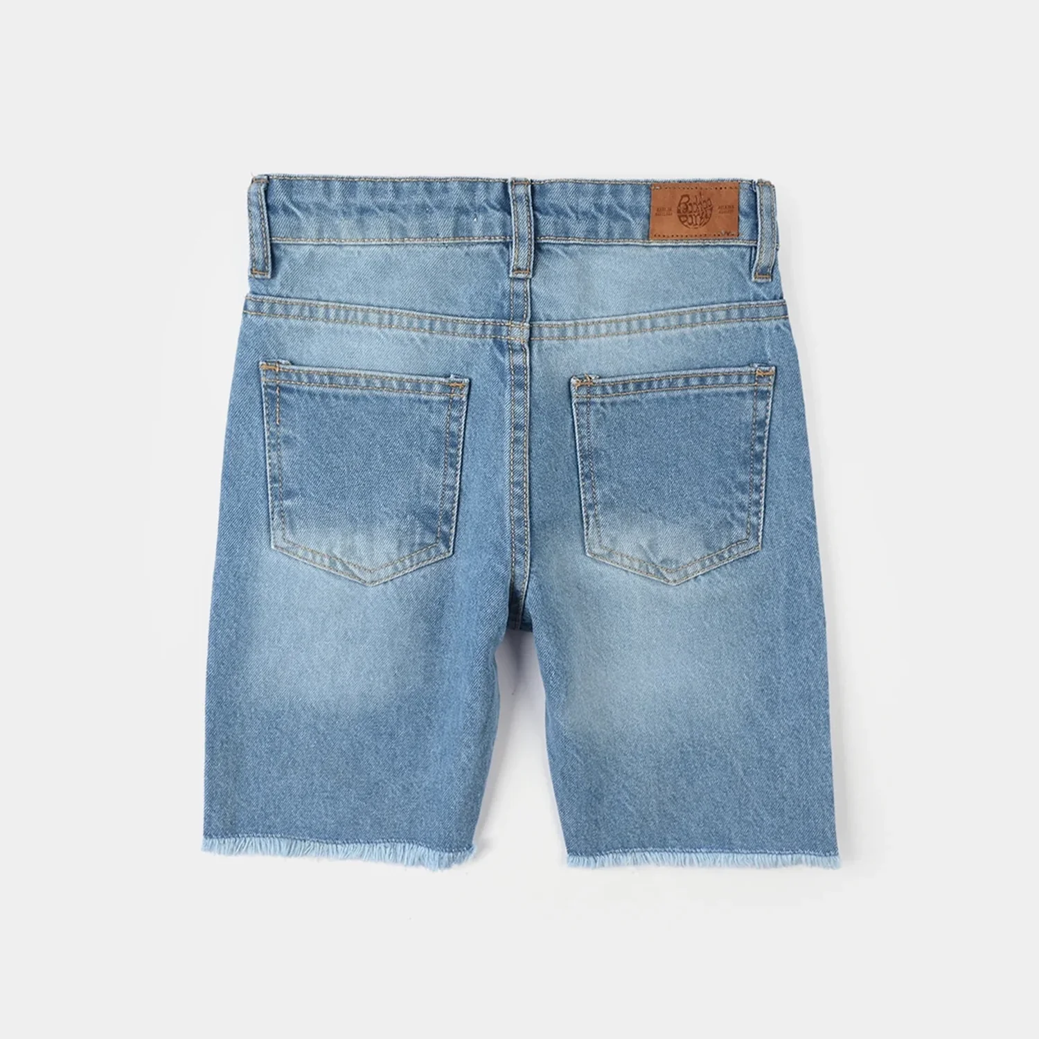 Girls Denim Rigid Short Stitch – Mid Blue - Image 4
