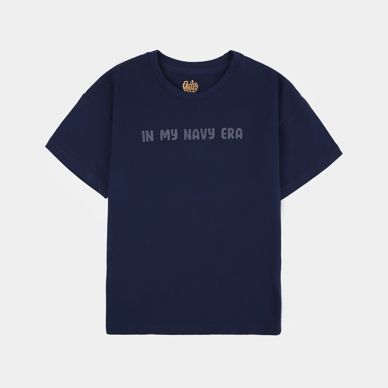 Girls Cotton Jersey Slogan Print T-Shirt Era – Navy Blue