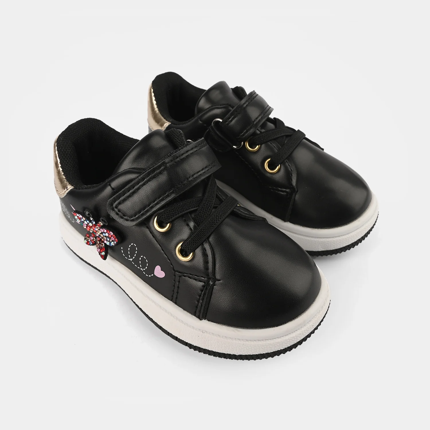 Girls Sneaker 703-6-Black/Golden - Image 3