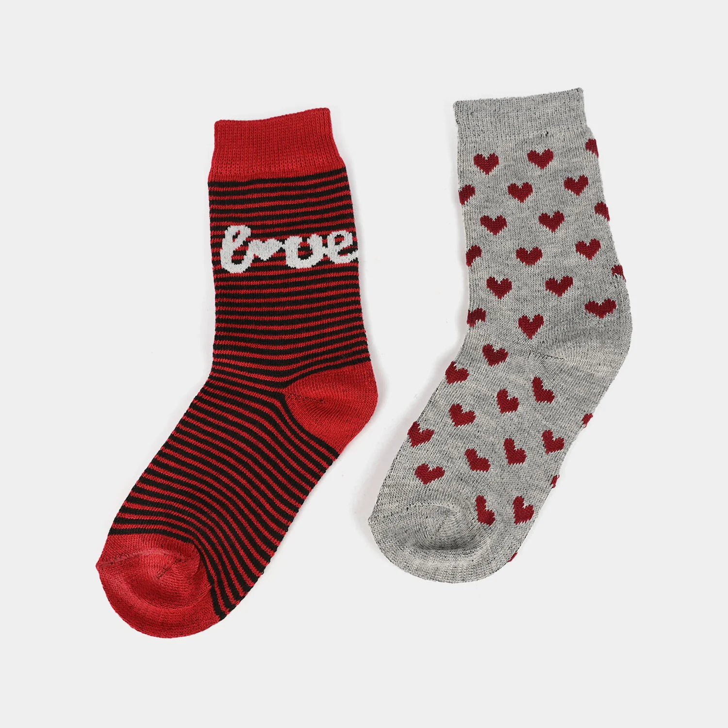 Girls Socks Pack Of 2 Love-1-Red.Grey - Image 2