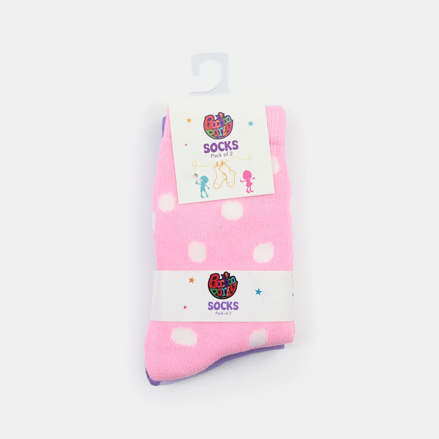 Girls Socks Pack Of 2 Polka Dots-Lilac.Pink - Image 3