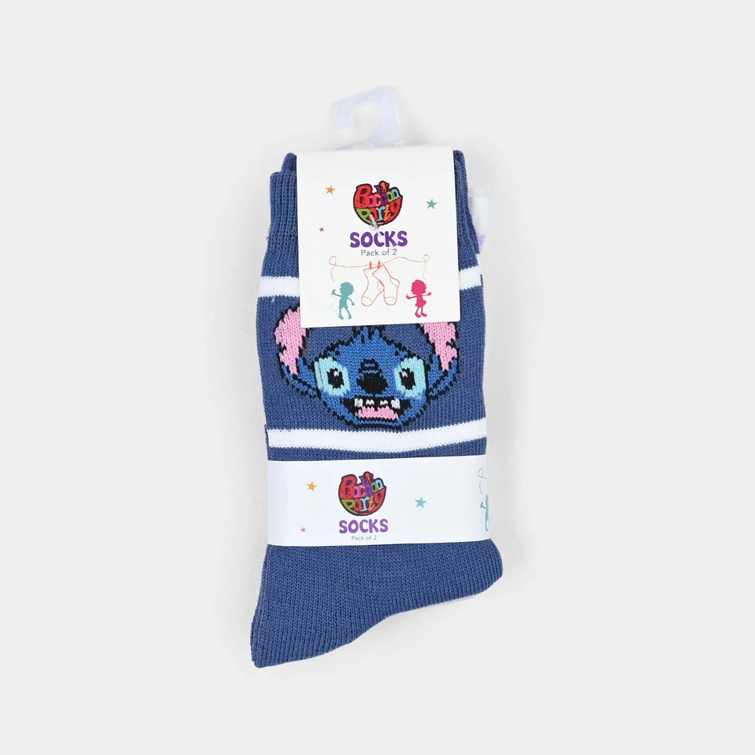Girls Socks Pack of 2 Stitch-Purple/Blu - Image 2
