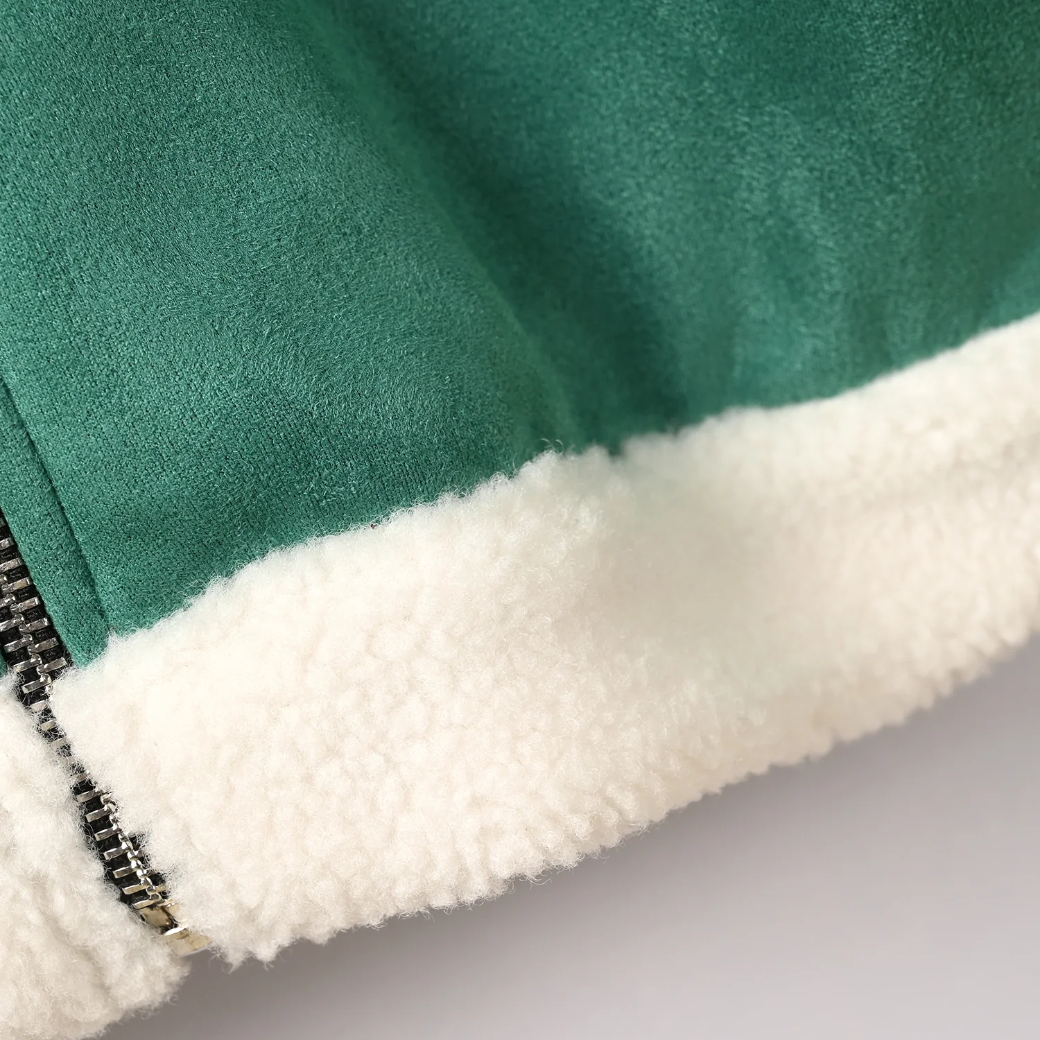 Girls Suede Jacket Sherpa Hem-B.GREEN - Image 3