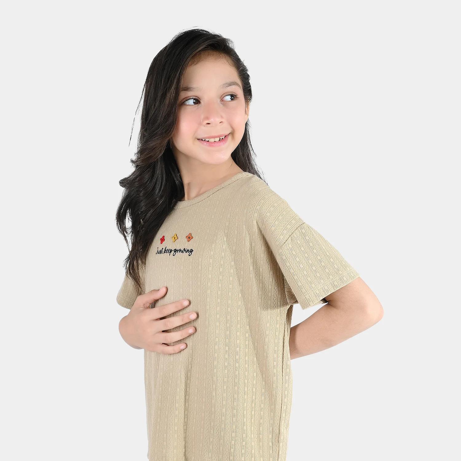 Girls Jacquard Suit JUST KEEP GROWING-BROWN - Image 5