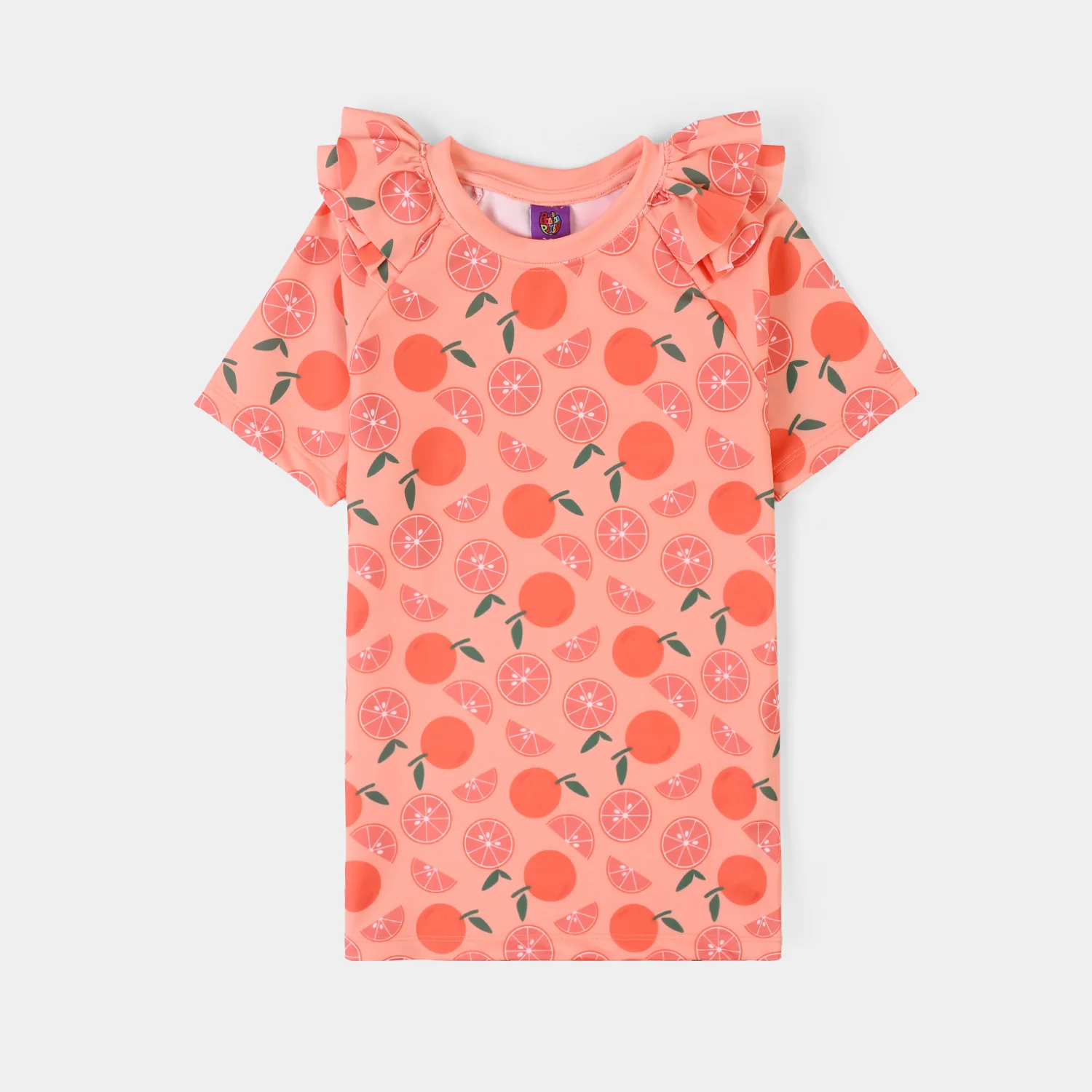 Girls Nylon Swimming 2Piece Suit Oranges - Image 2