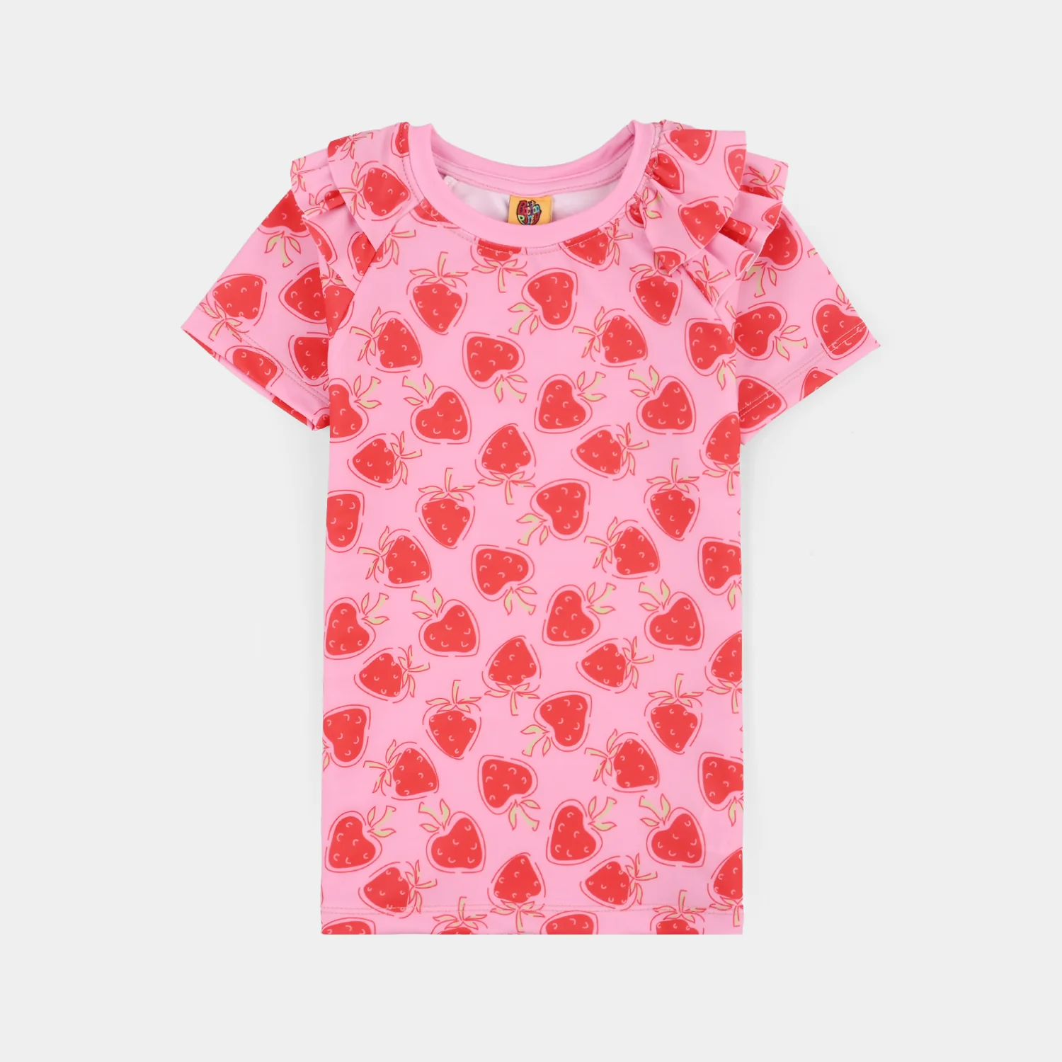 Girls Nylon Swimming 2Piece Suit Strawberry-PINK - Image 2