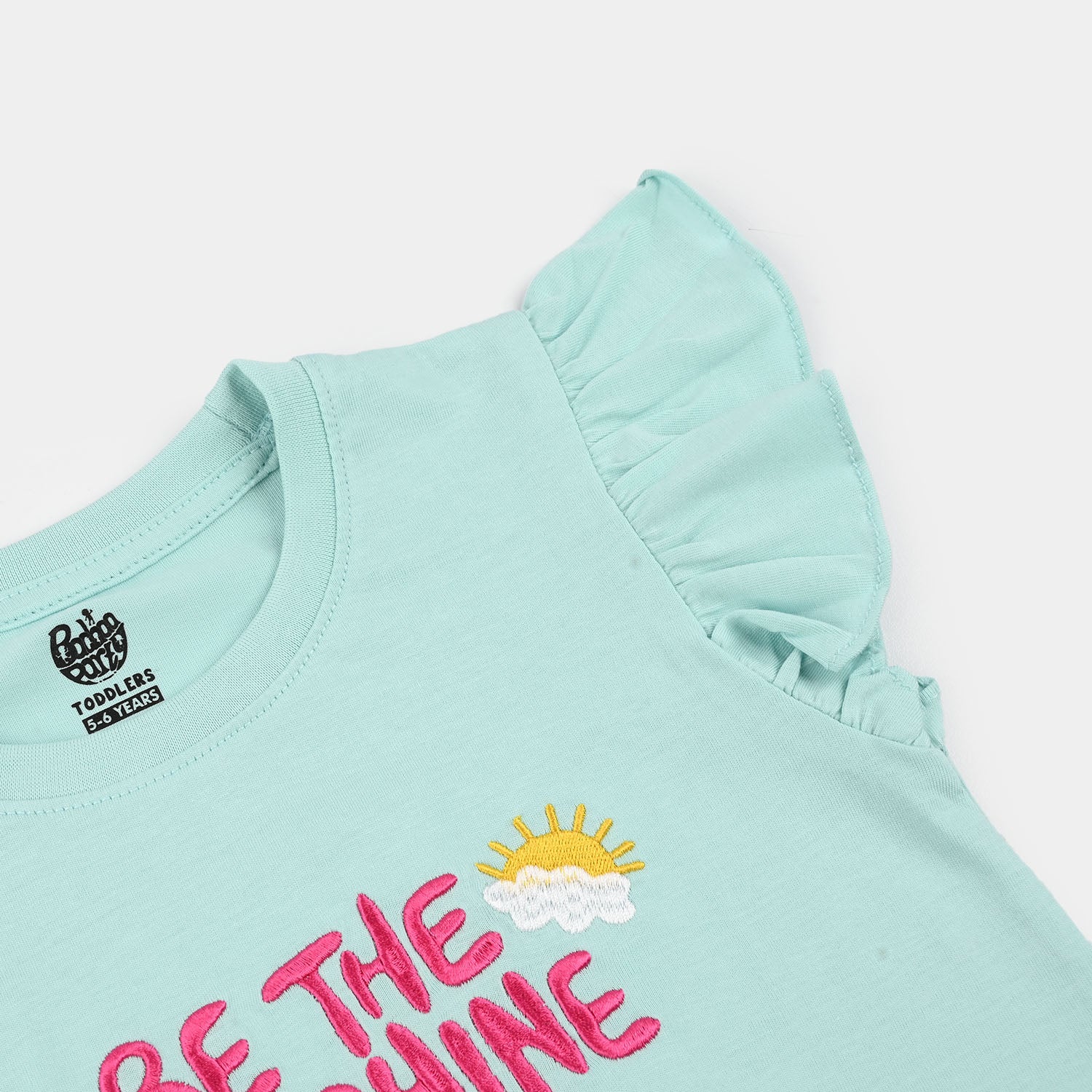 Girls Jersey/Terry T-Shirt (Be The Sunshine) - Blue - Image 4