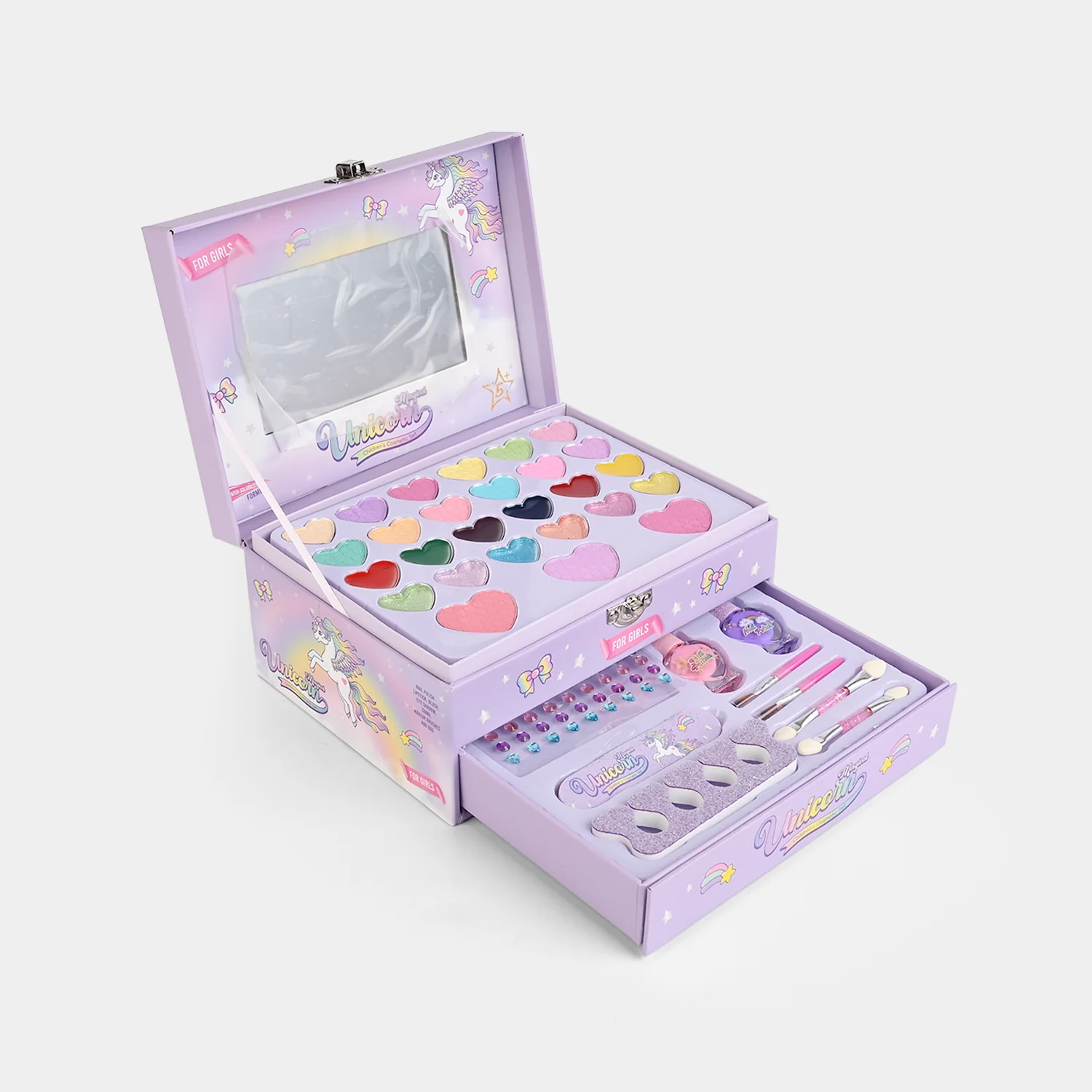 Girls Unicorn Themed Premium Vanity Makeup Set with Mirror