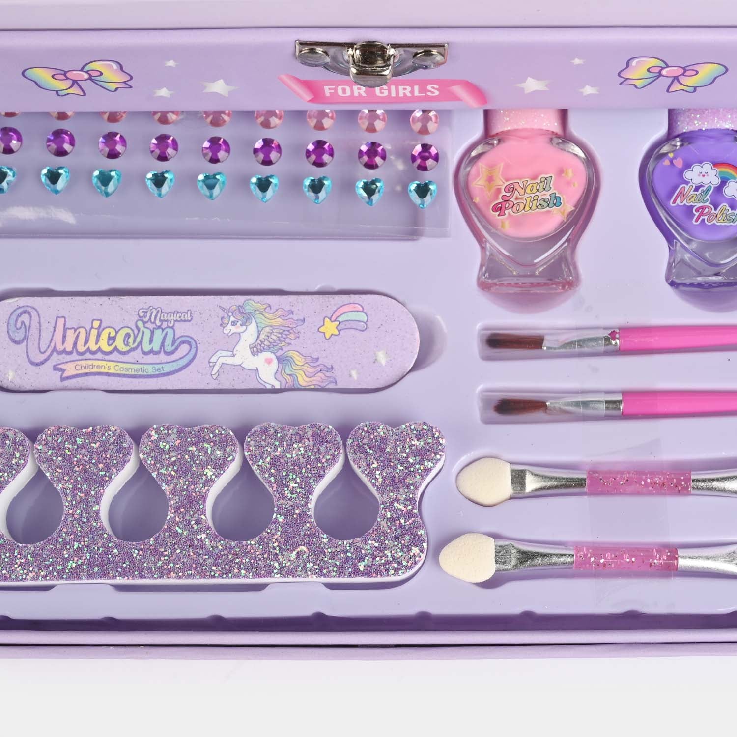 Girls Unicorn Themed Premium Vanity Makeup Set with Mirror - Image 4