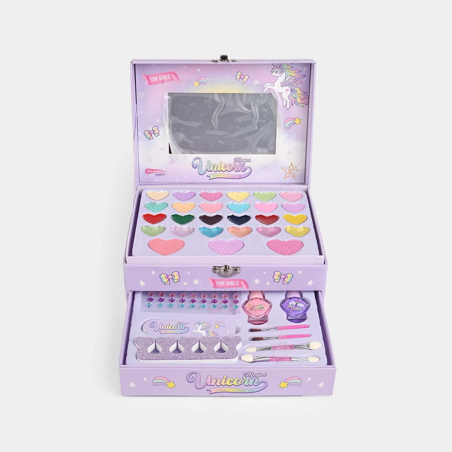 Girls Unicorn Themed Premium Vanity Makeup Set with Mirror - Image 5