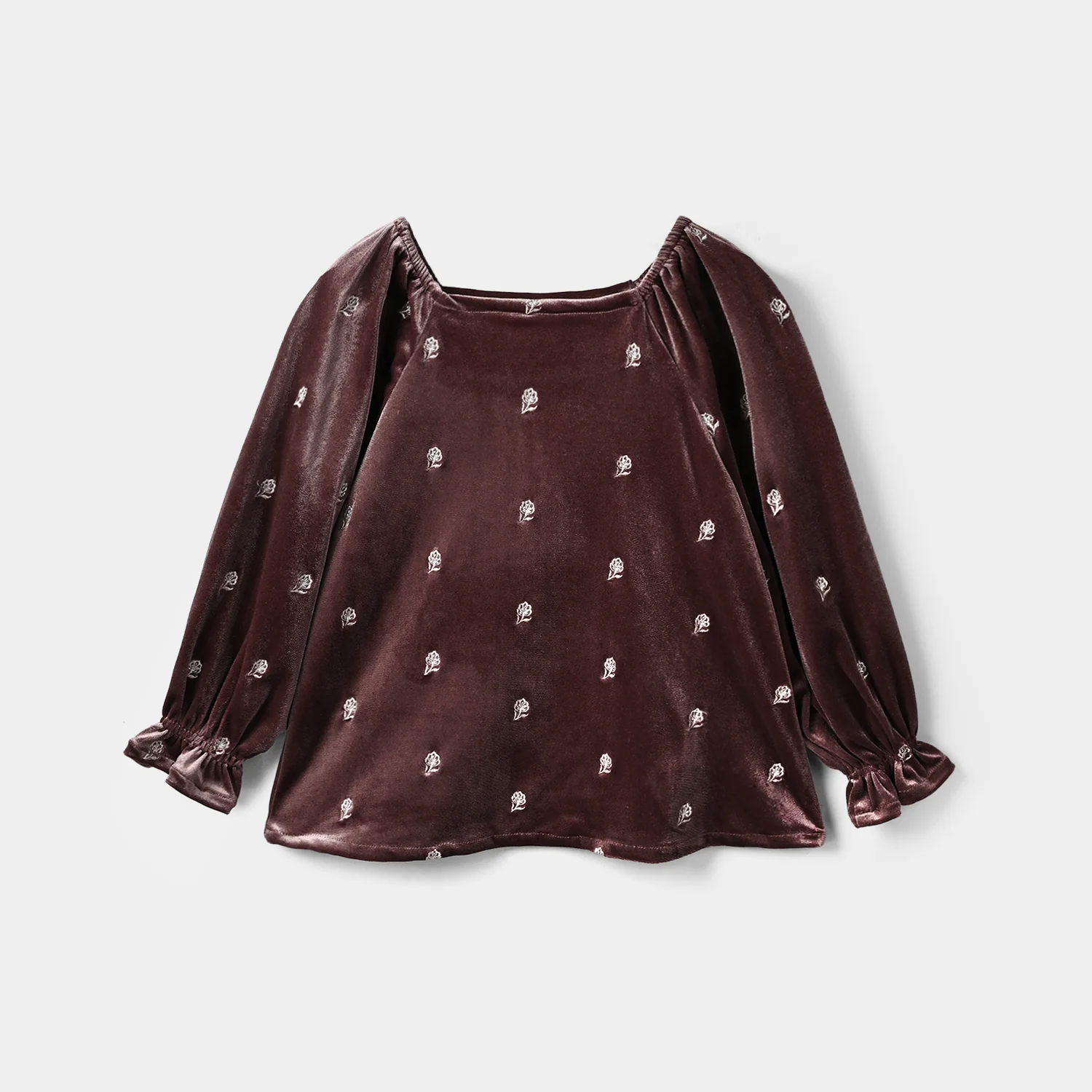 Girls Velvet Emb Top Winter Garden - Purple