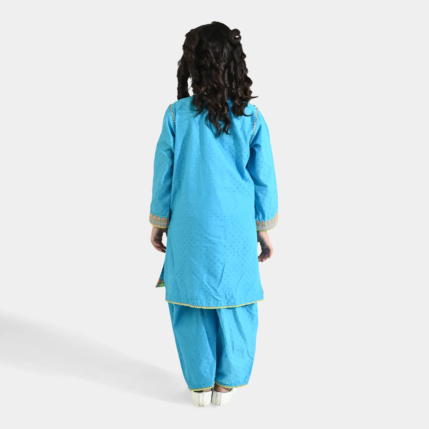 Girls Viscose 3-Pc Set (Falak) - Teal Blue - Image 7