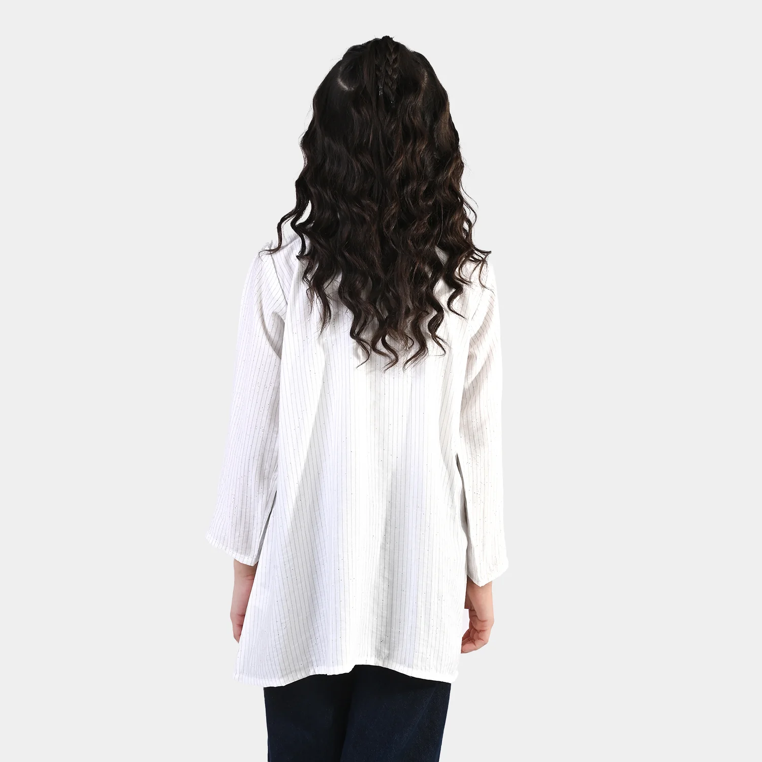 Girls Viscose Casual Top (Stripes) - White - Image 5