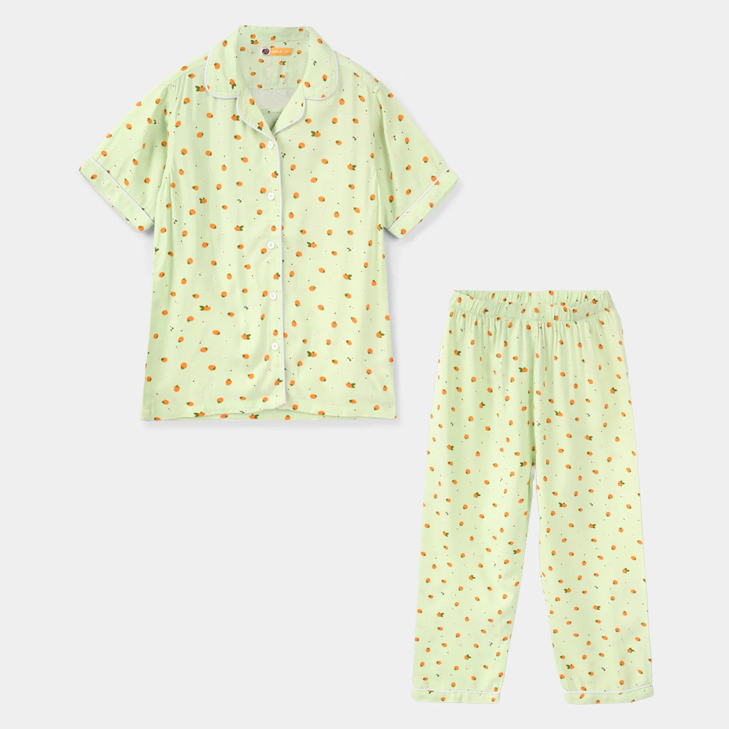Girls Viscose Nightwear (Strawberries) - Light Green - Image 3