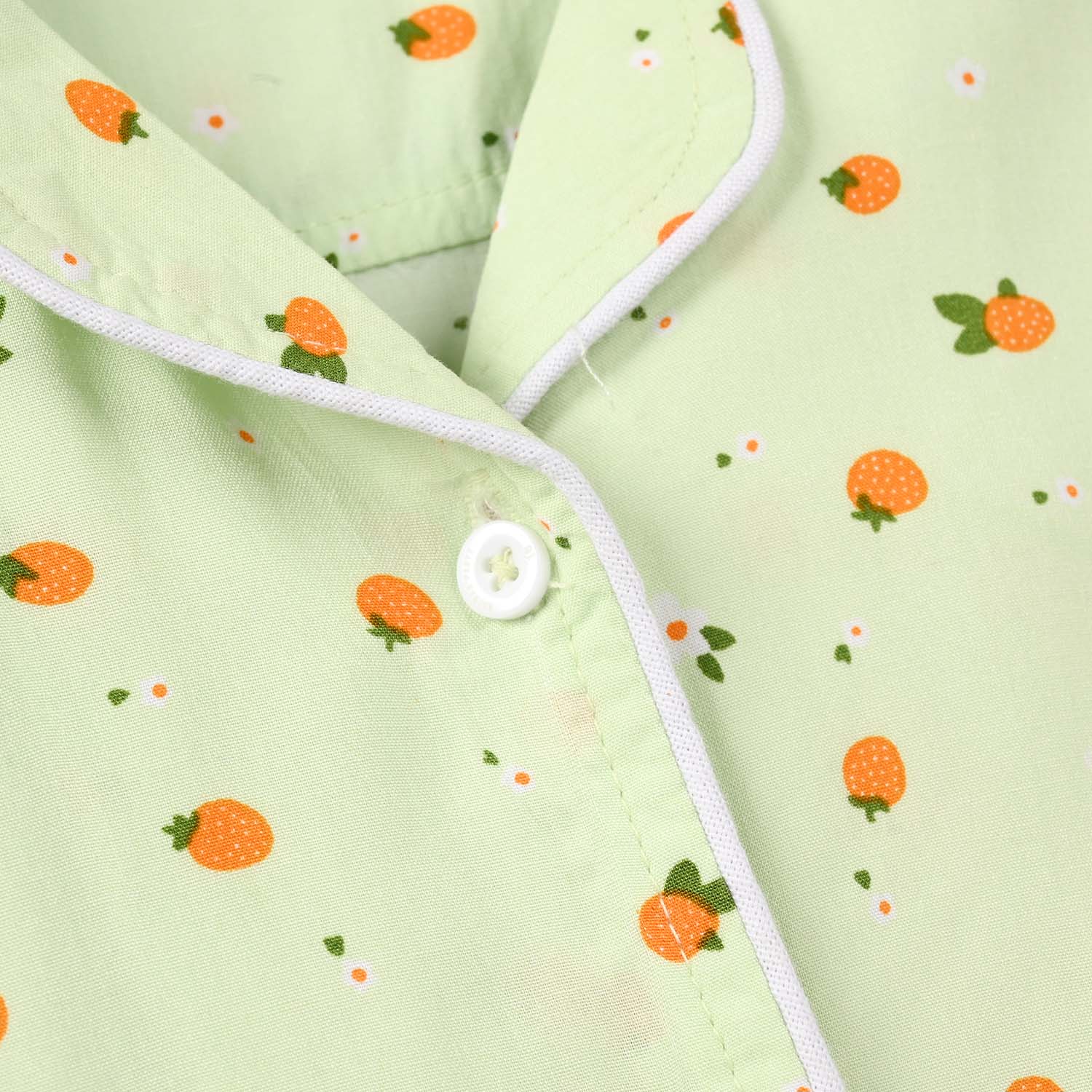 Girls Viscose Nightwear (Strawberries) - Light Green - Image 5