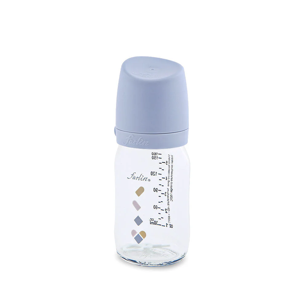 GLASS WIDE NECK FEEDER 160ML AB-32009 BLUE