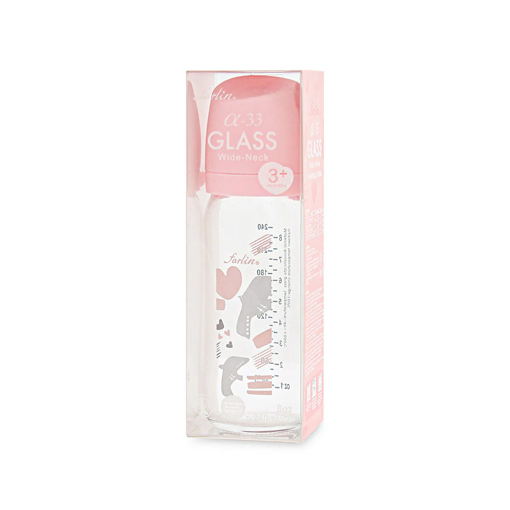 GLASS WIDE NECK FEEDER 240ML - PINK - Image 2