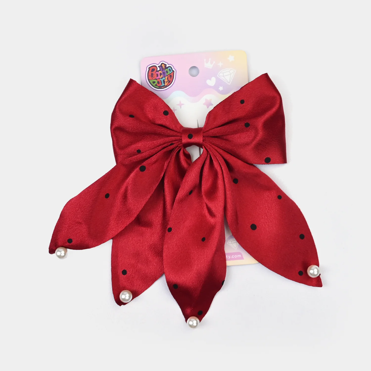 Cute Fabric Bow Hair Pin with Metal Clip - Image 3