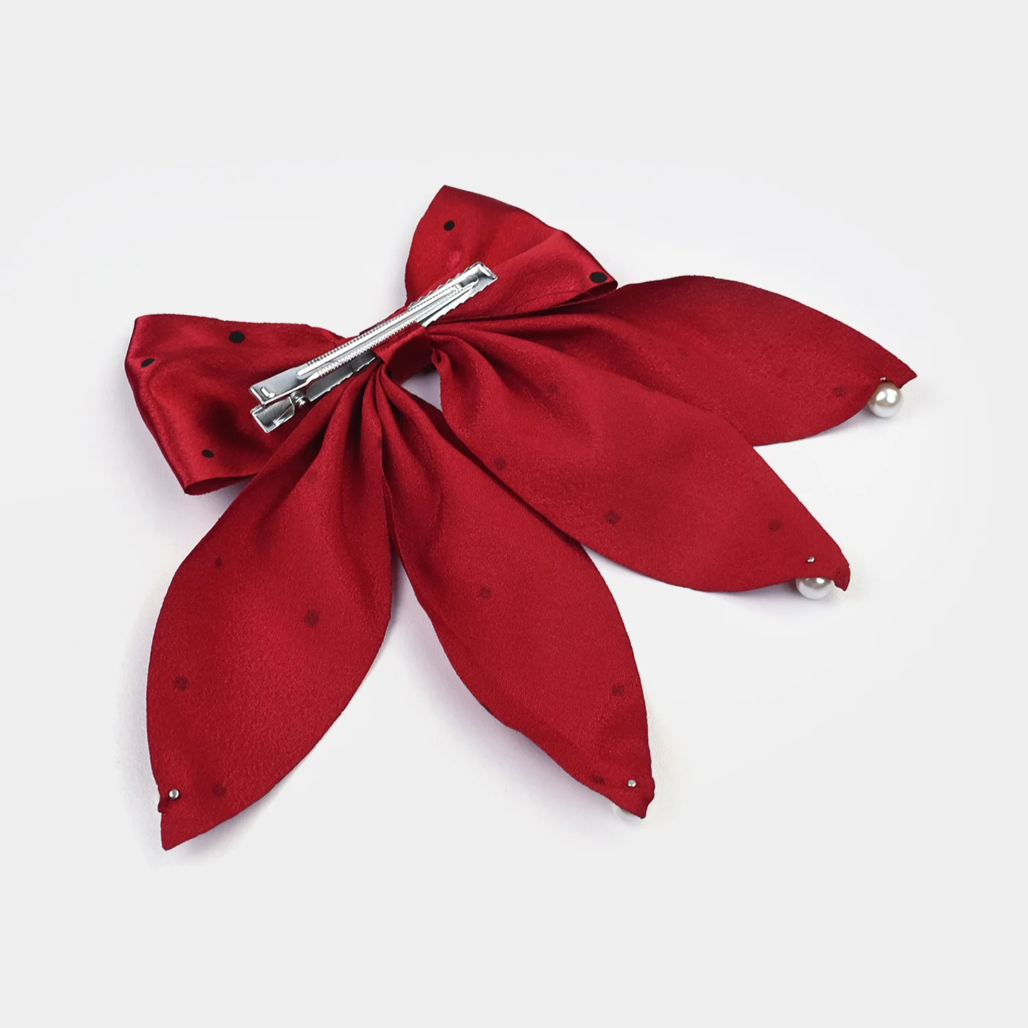 Cute Fabric Bow Hair Pin with Metal Clip - Image 4
