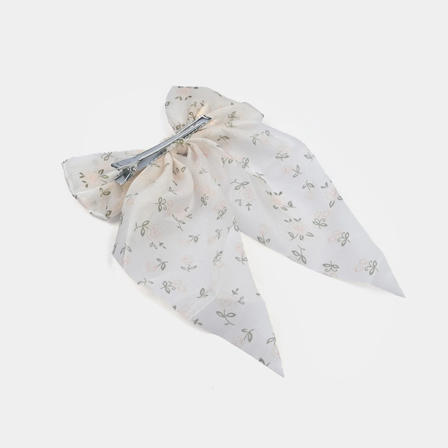 Cute Fabric Bow Hair Pin with Metal Clip - Image 4