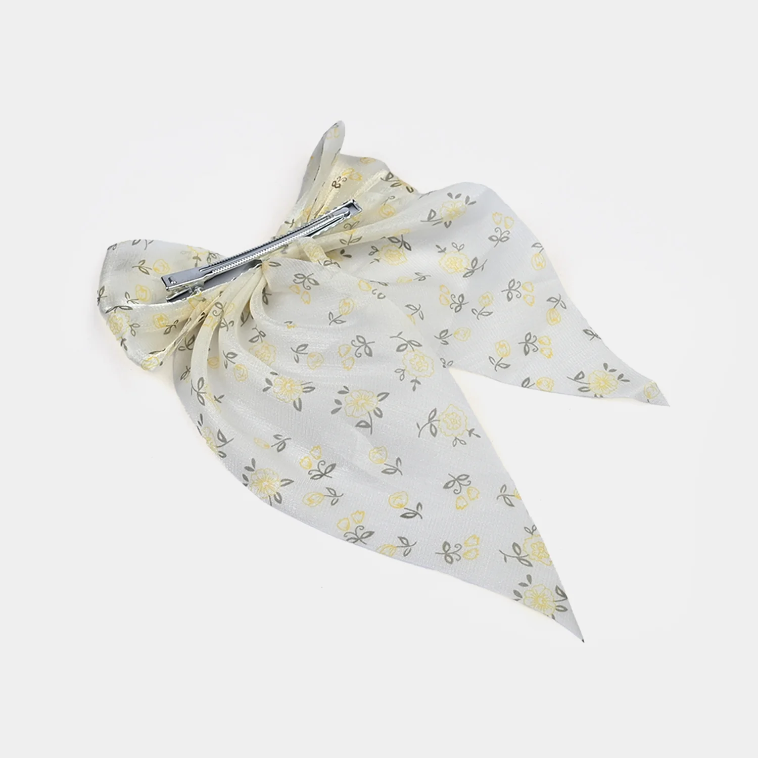 Cute Fabric Bow Hair Pin with Metal Clip - Image 4