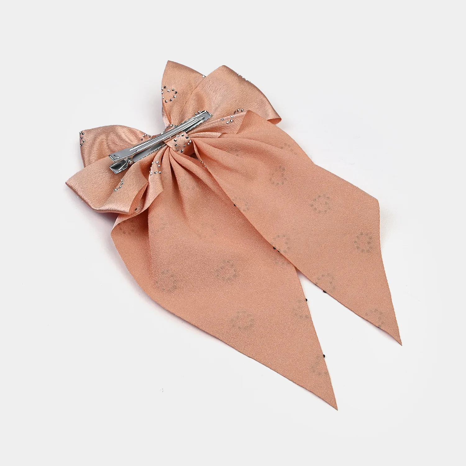 Cute Fabric Bow Hair Pin with Metal Clip - Image 4