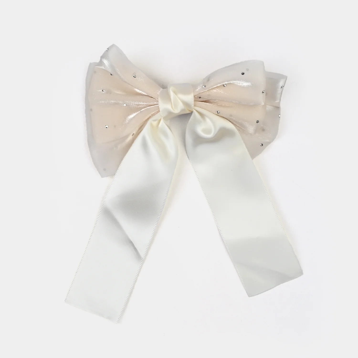 Cute Fabric Bow Hair Pin with Metal Clip - Image 2