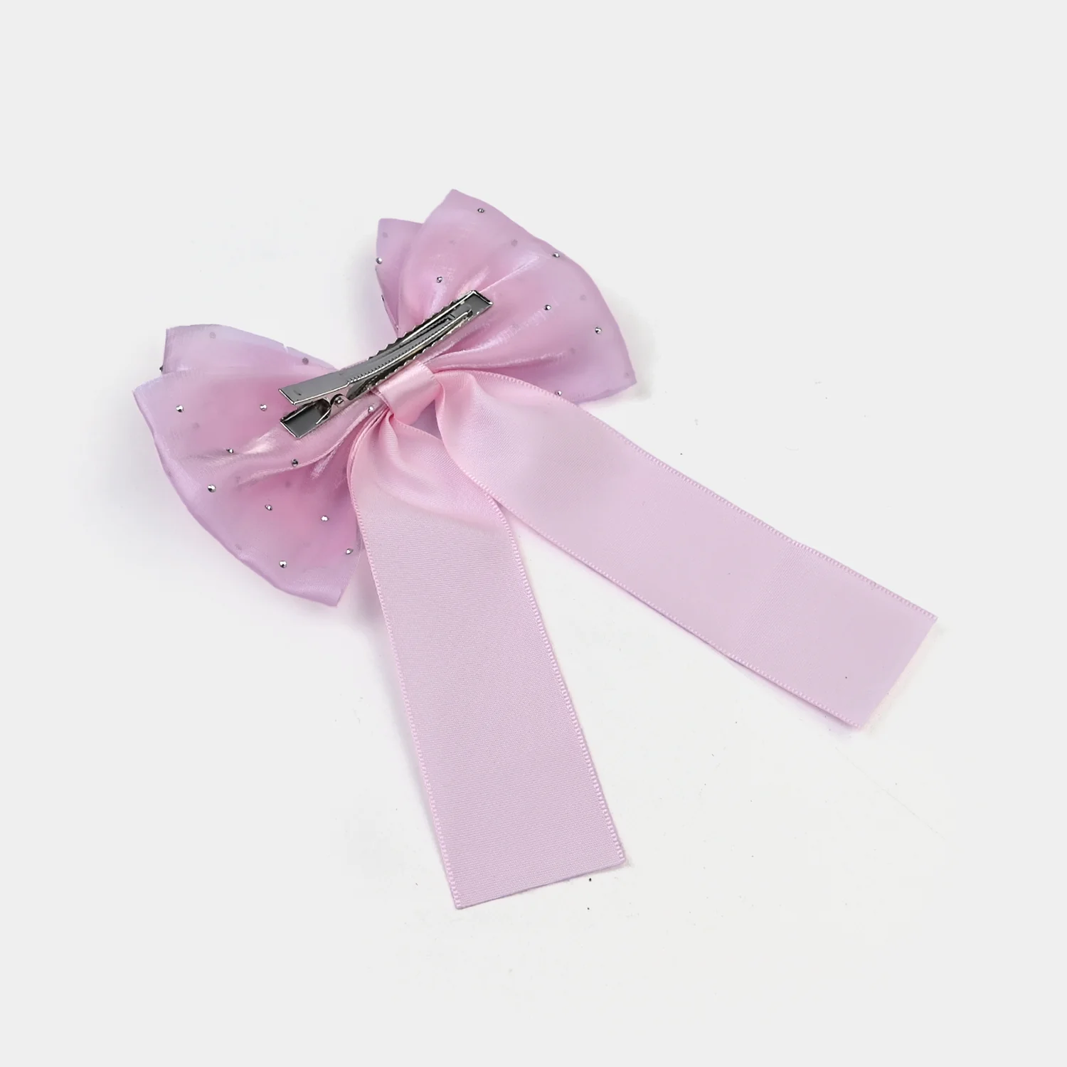 Cute Fabric Bow Hair Pin with Metal Clip - Image 2