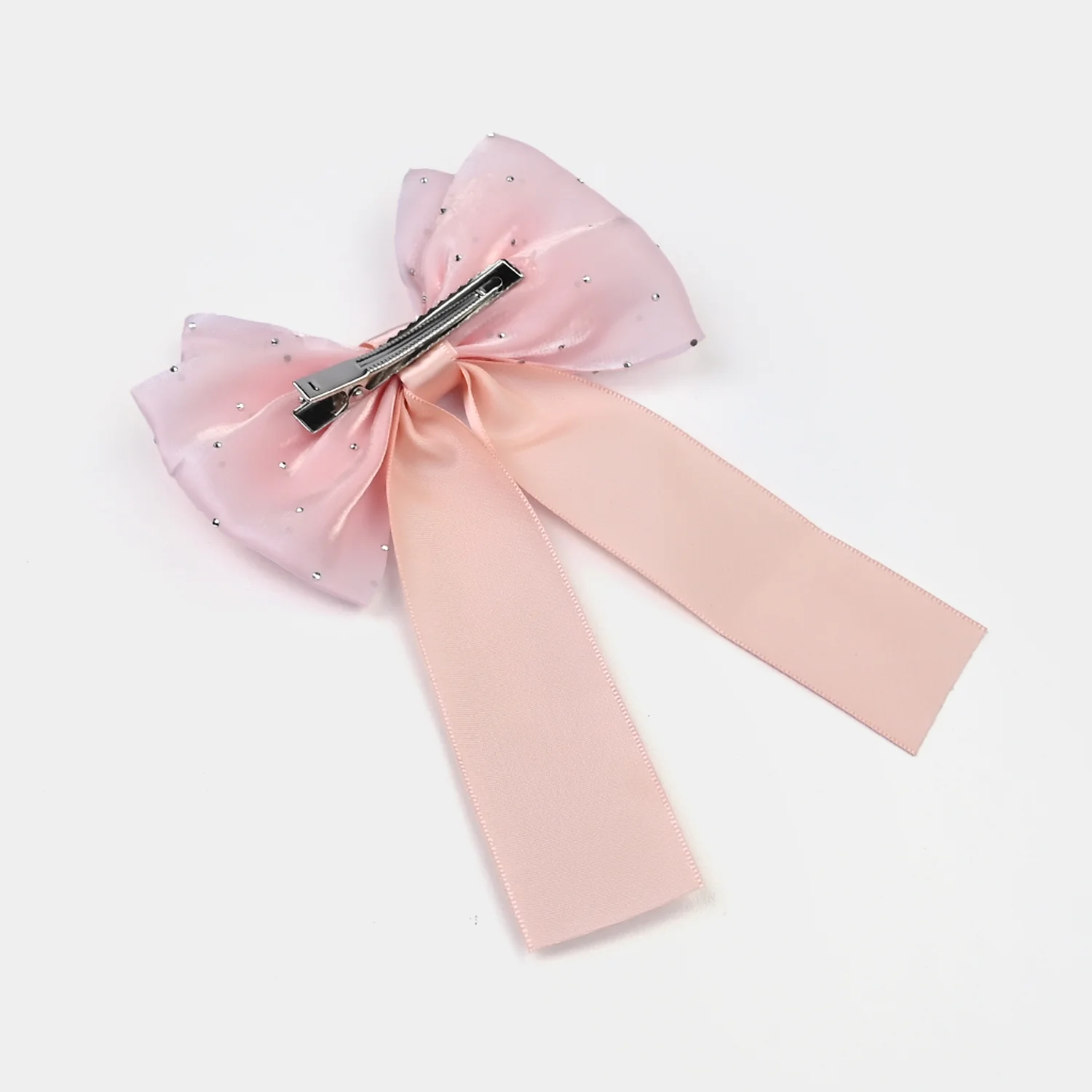Cute Fabric Bow Hair Pin with Metal Clip - Image 4