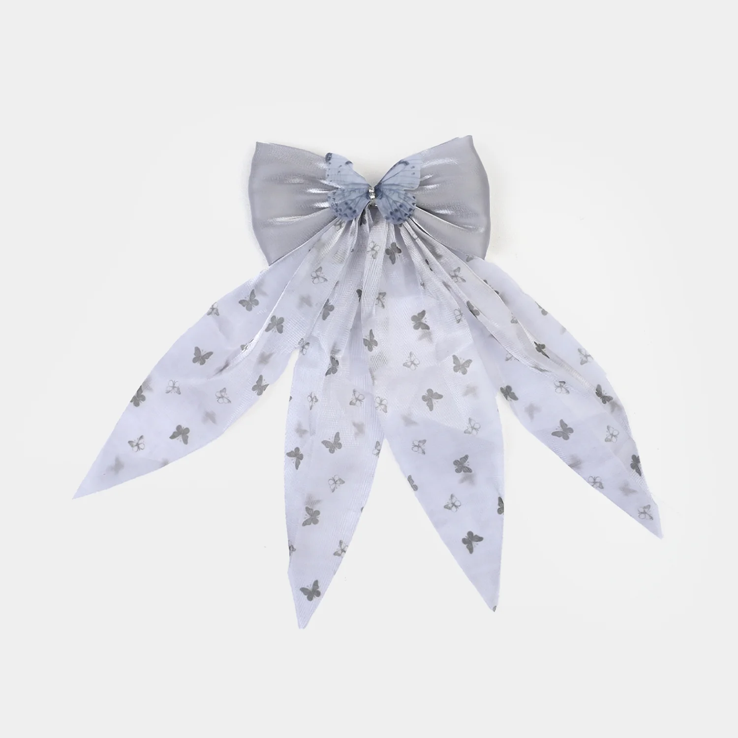 Cute Fabric Bow Hair Pin with Metal Clip - Image 2