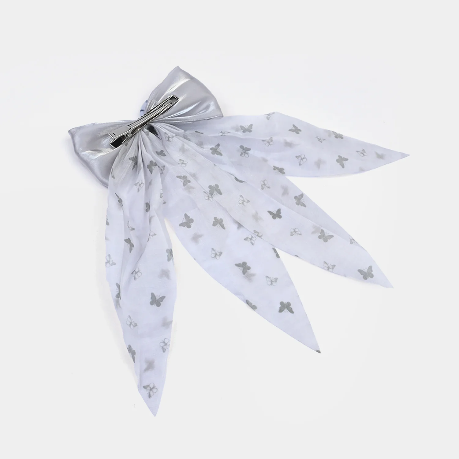 Cute Fabric Bow Hair Pin with Metal Clip - Image 4