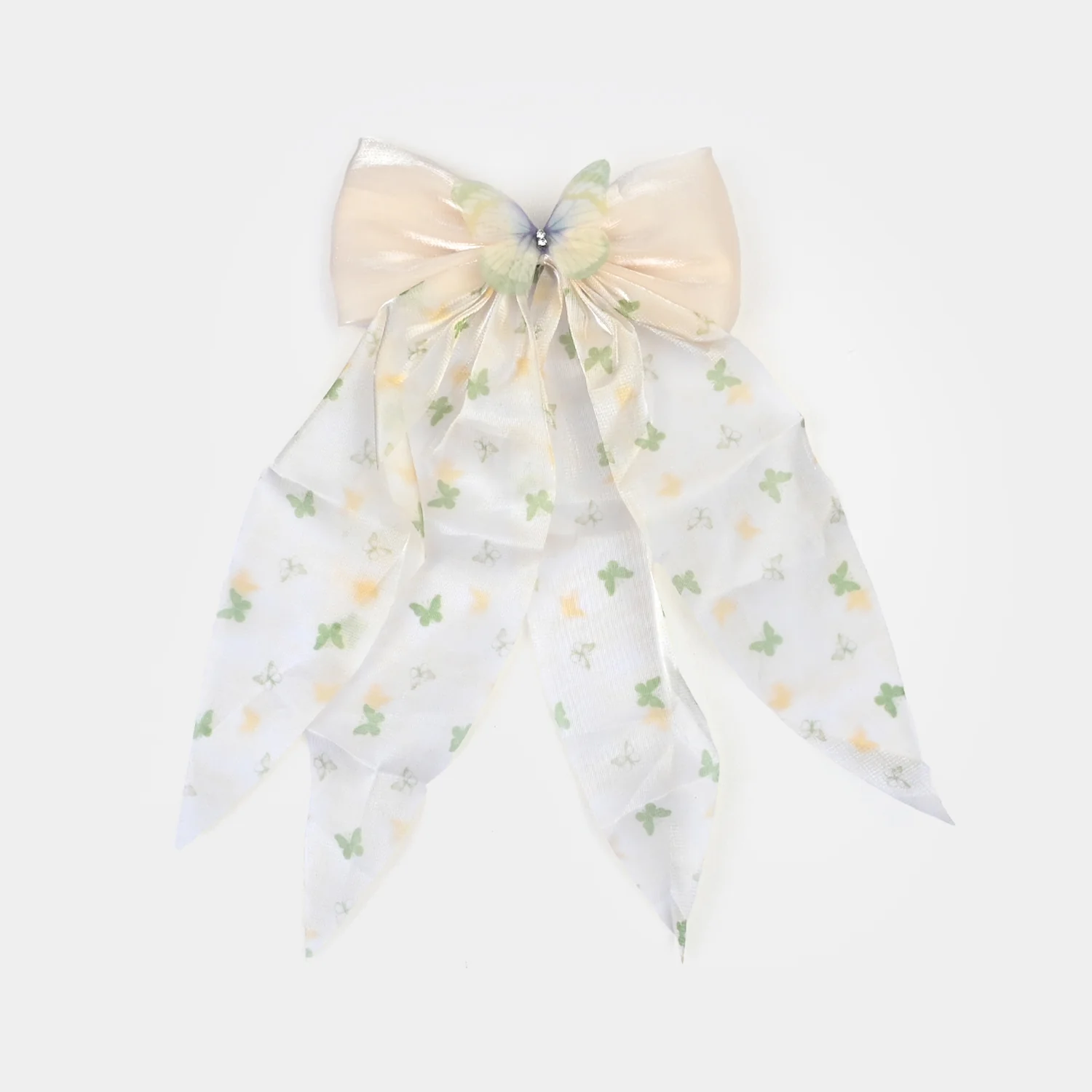 Cute Fabric Bow Hair Pin with Metal Clip - Image 2