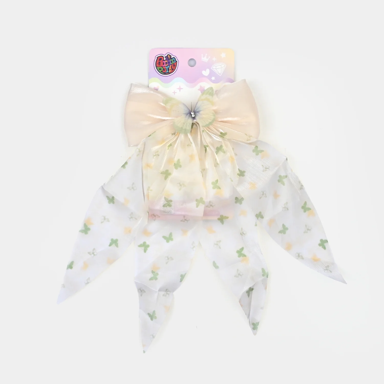 Cute Fabric Bow Hair Pin with Metal Clip - Image 3