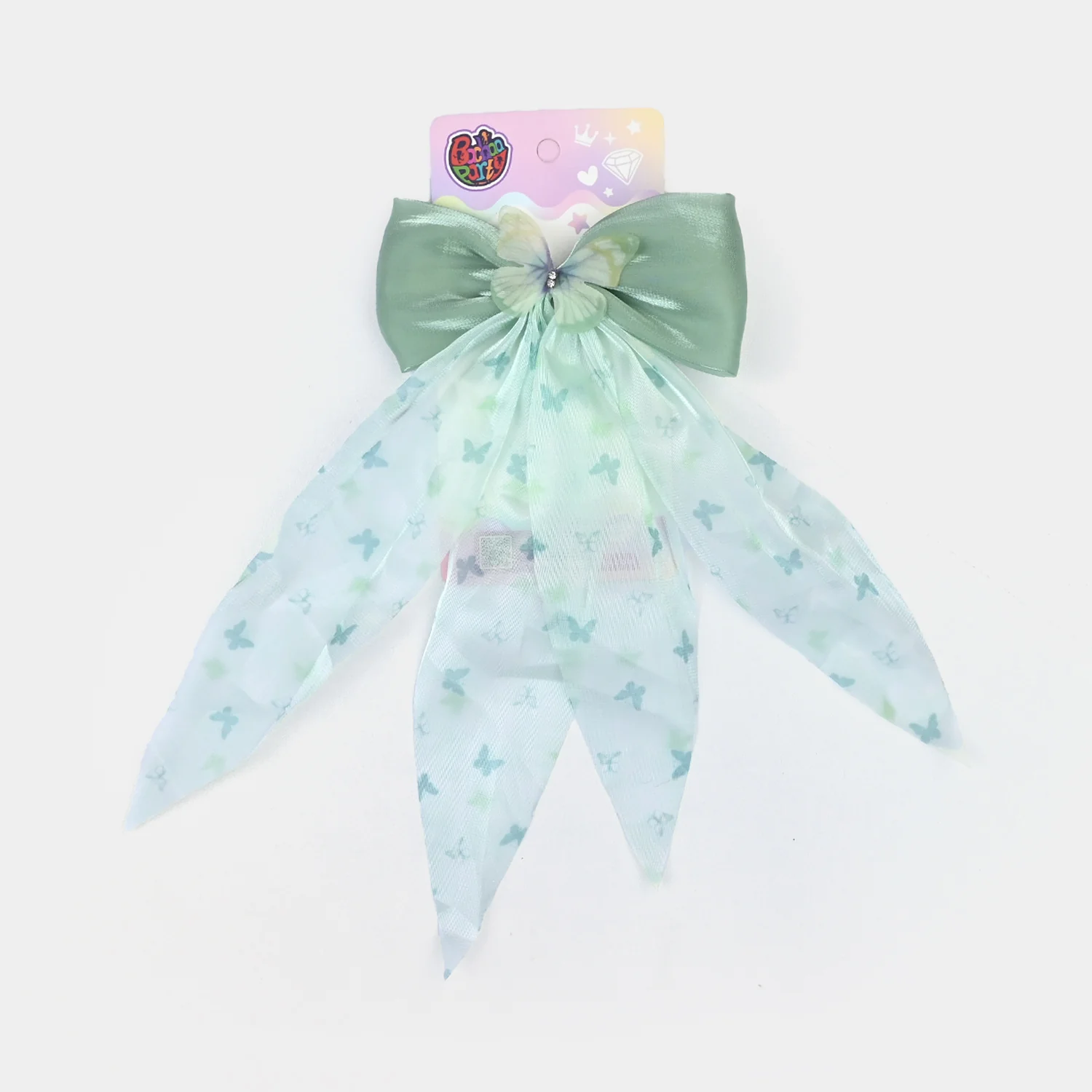 Cute Fabric Bow Hair Pin with Metal Clip - Image 3