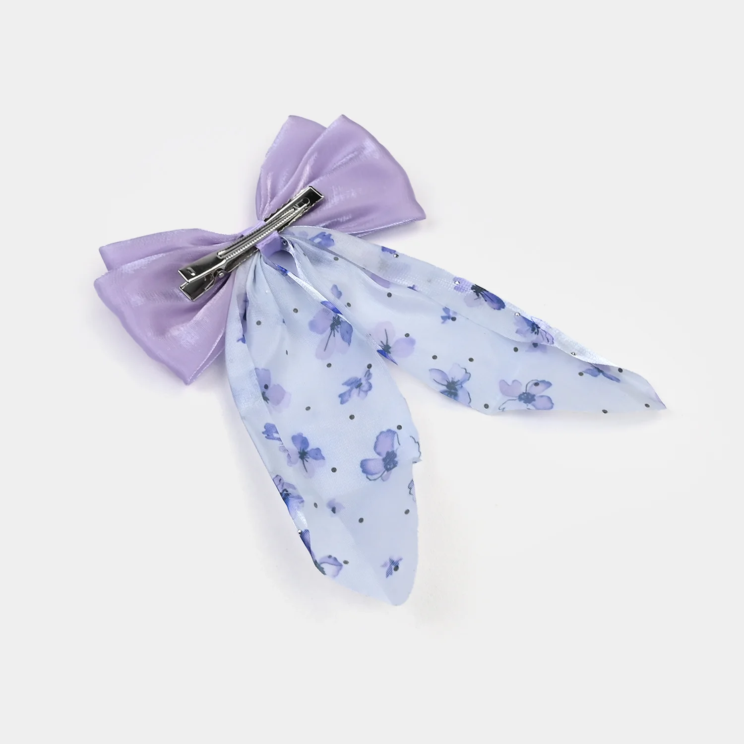 Cute Fabric Bow Hair Pin with Metal Clip - Image 4